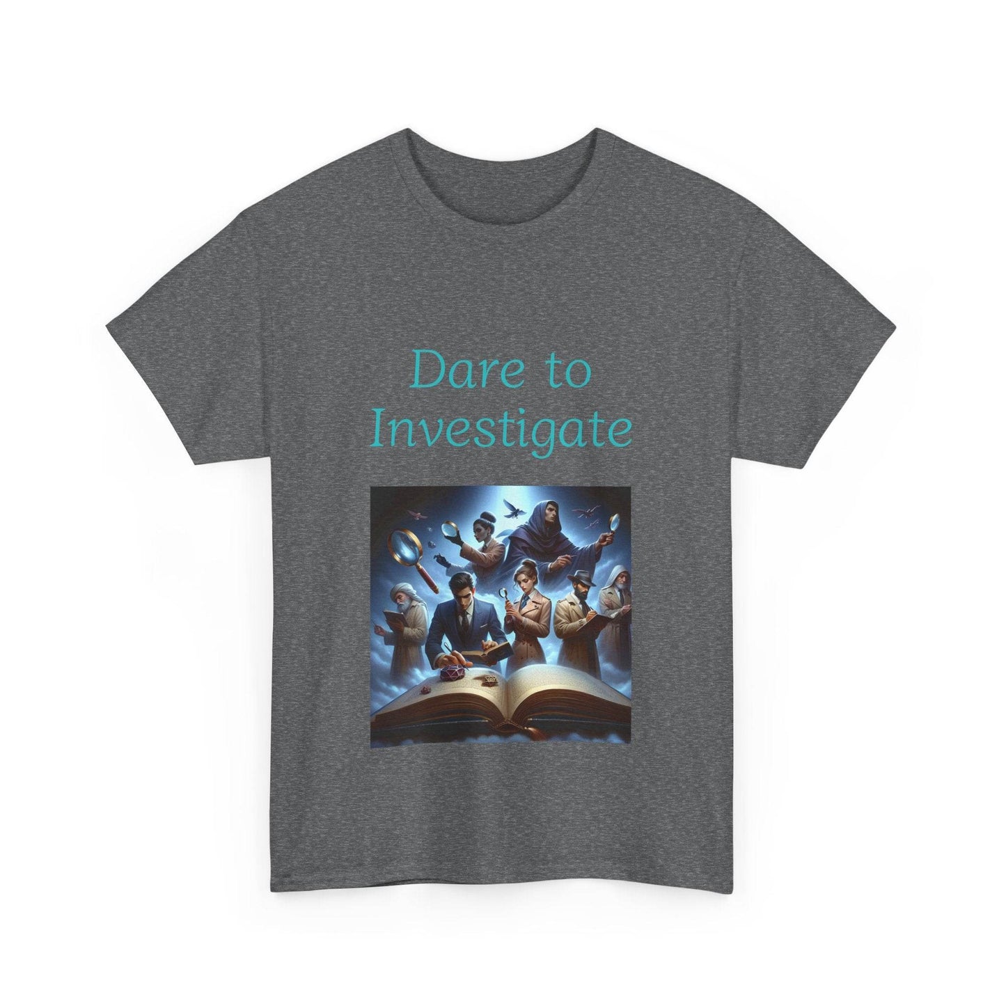 Investigate - Unisex Heavy Cotton Tee - Crime/Mystery Books - The Dreamer's Bookshop.