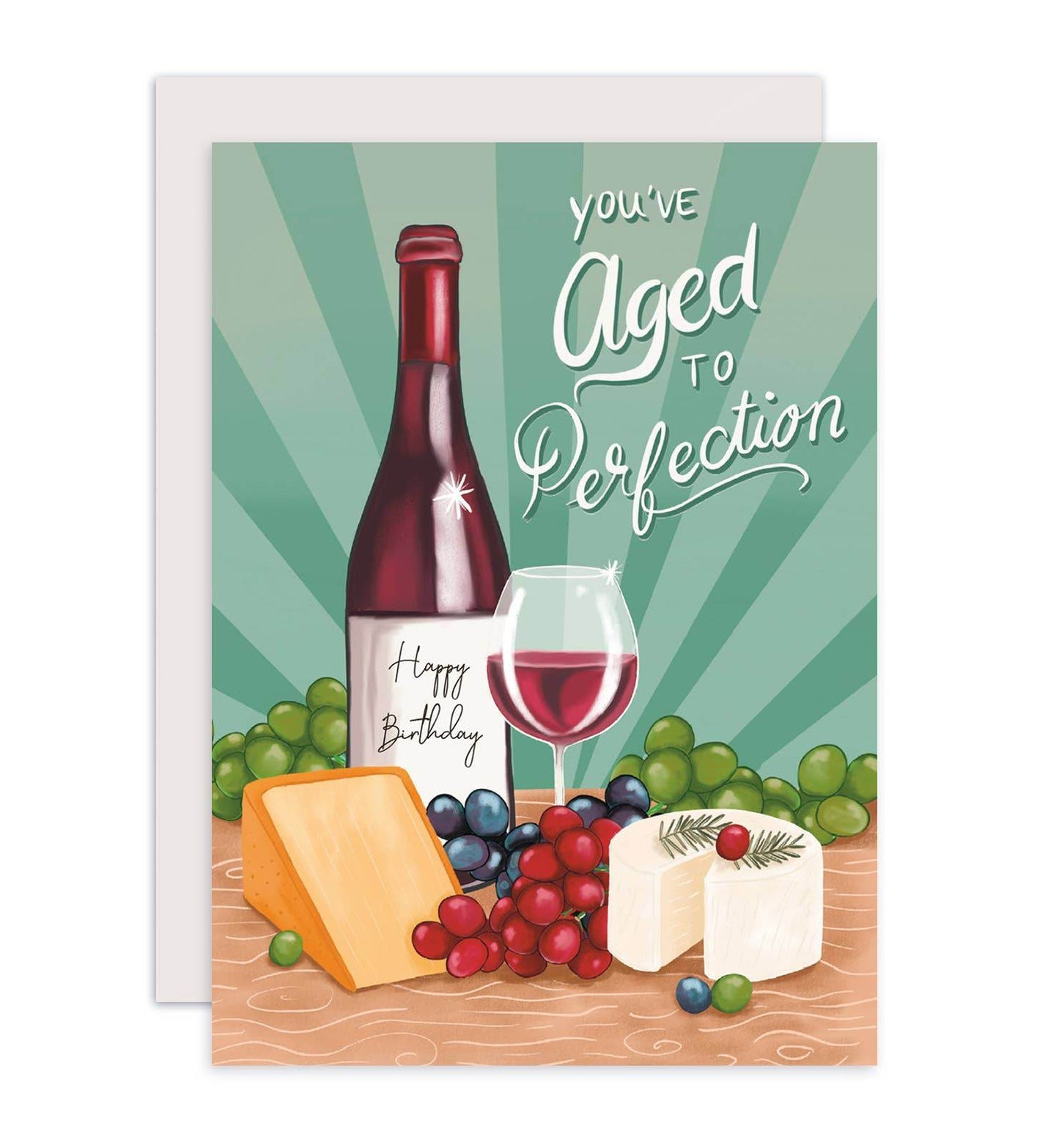 Aniet Illustration - Kaart verjaardag felicitatie man aged to perfection wijn - The Dreamer's Bookshop.