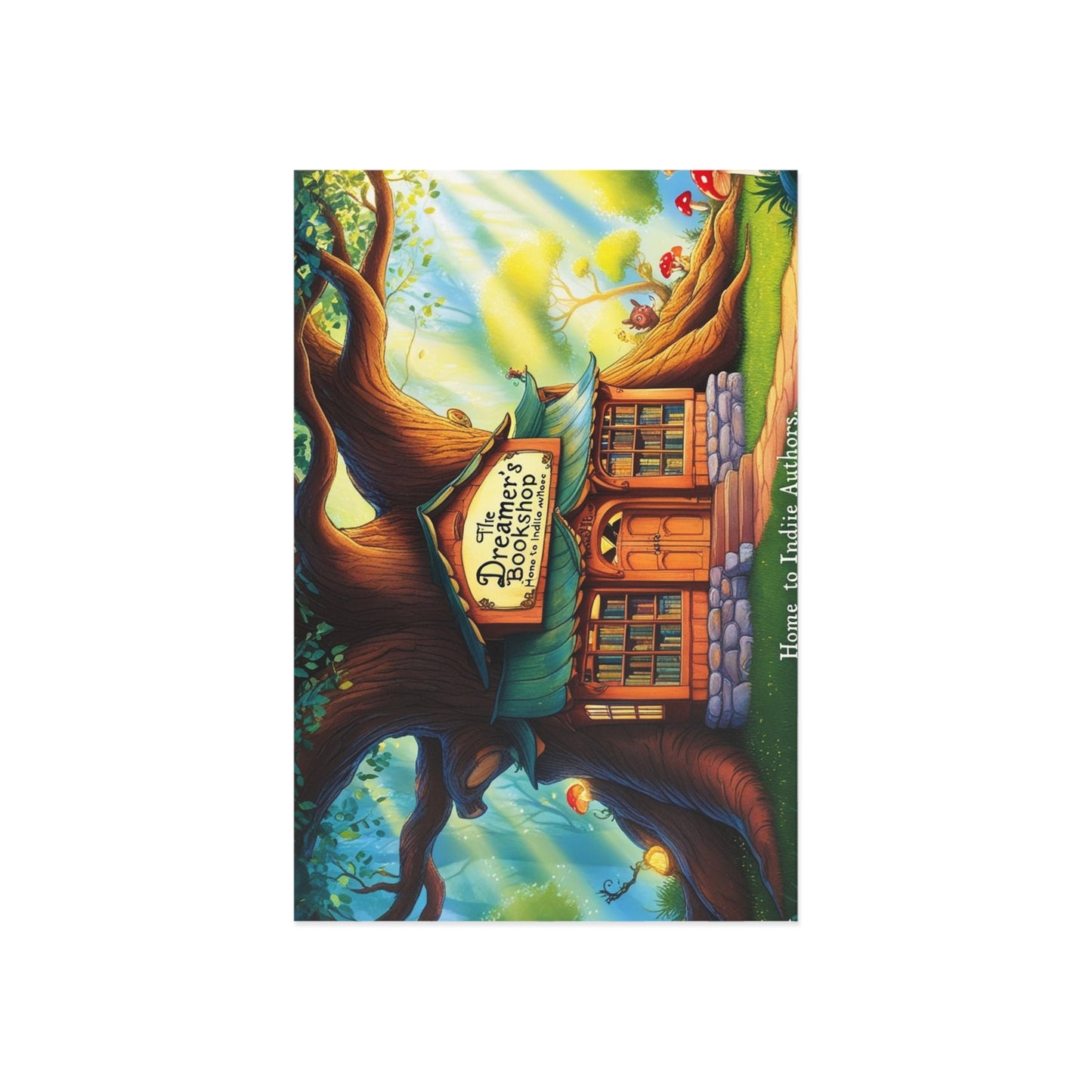 The Dreamer's Bookshop "Tree and Books" Art Print Card - The Dreamer's Bookshop.