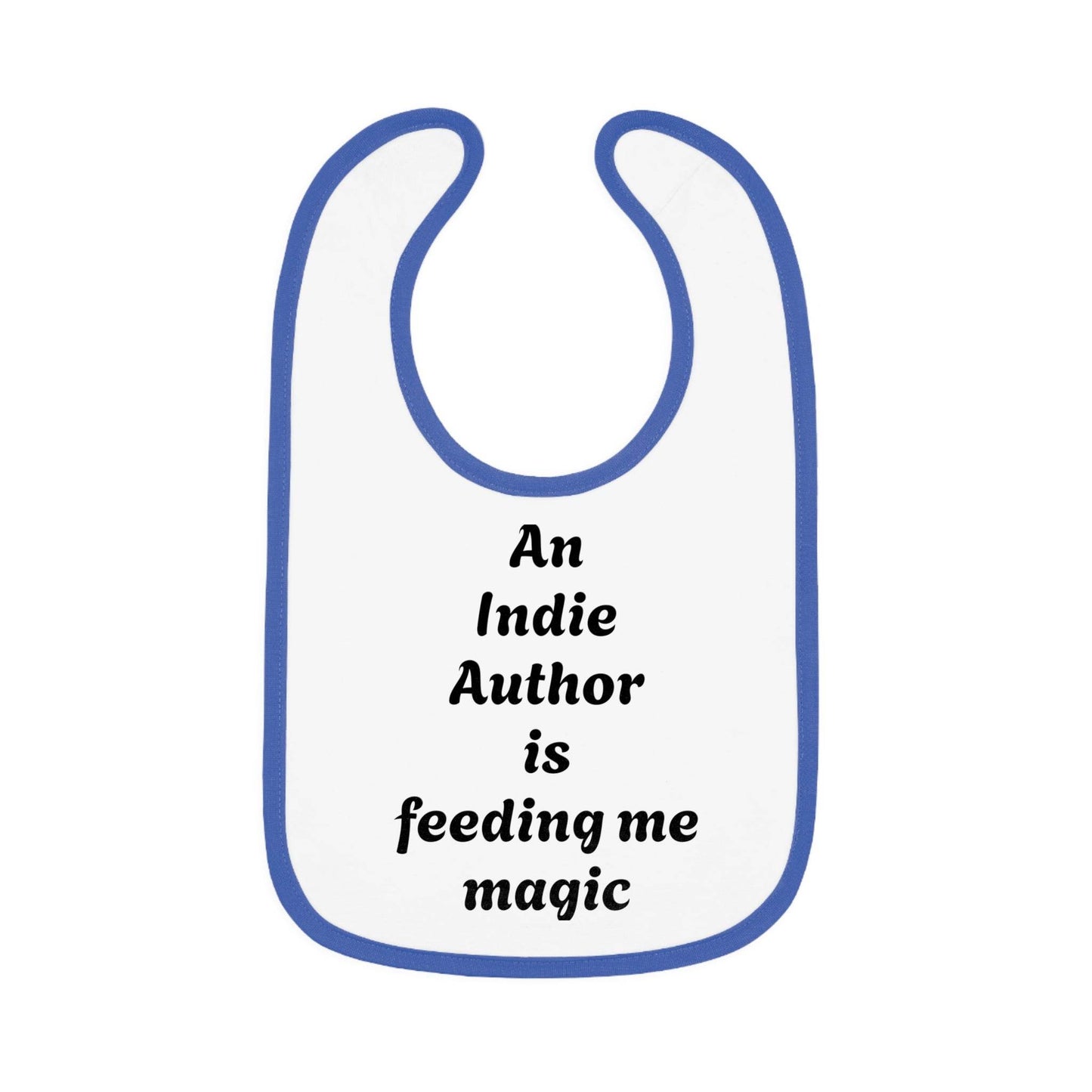 US - Indie Author Baby Bib - Feeding Me Magic Contrast Trim Jersey Bib - The Dreamer's Bookshop.