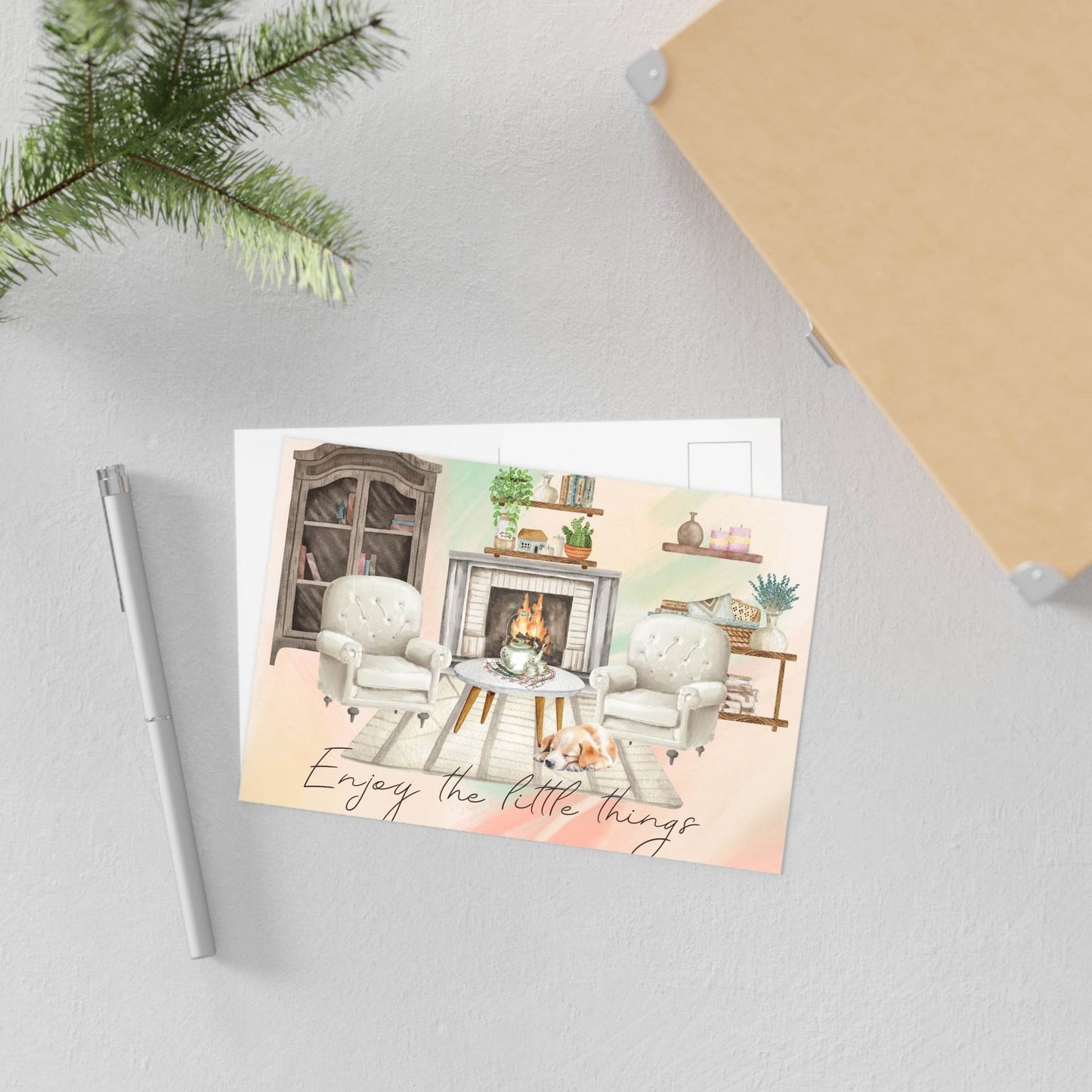 The Dreamer's Bookshop "Fireplace" Enjoy the Little Things Card - The Dreamer's Bookshop.