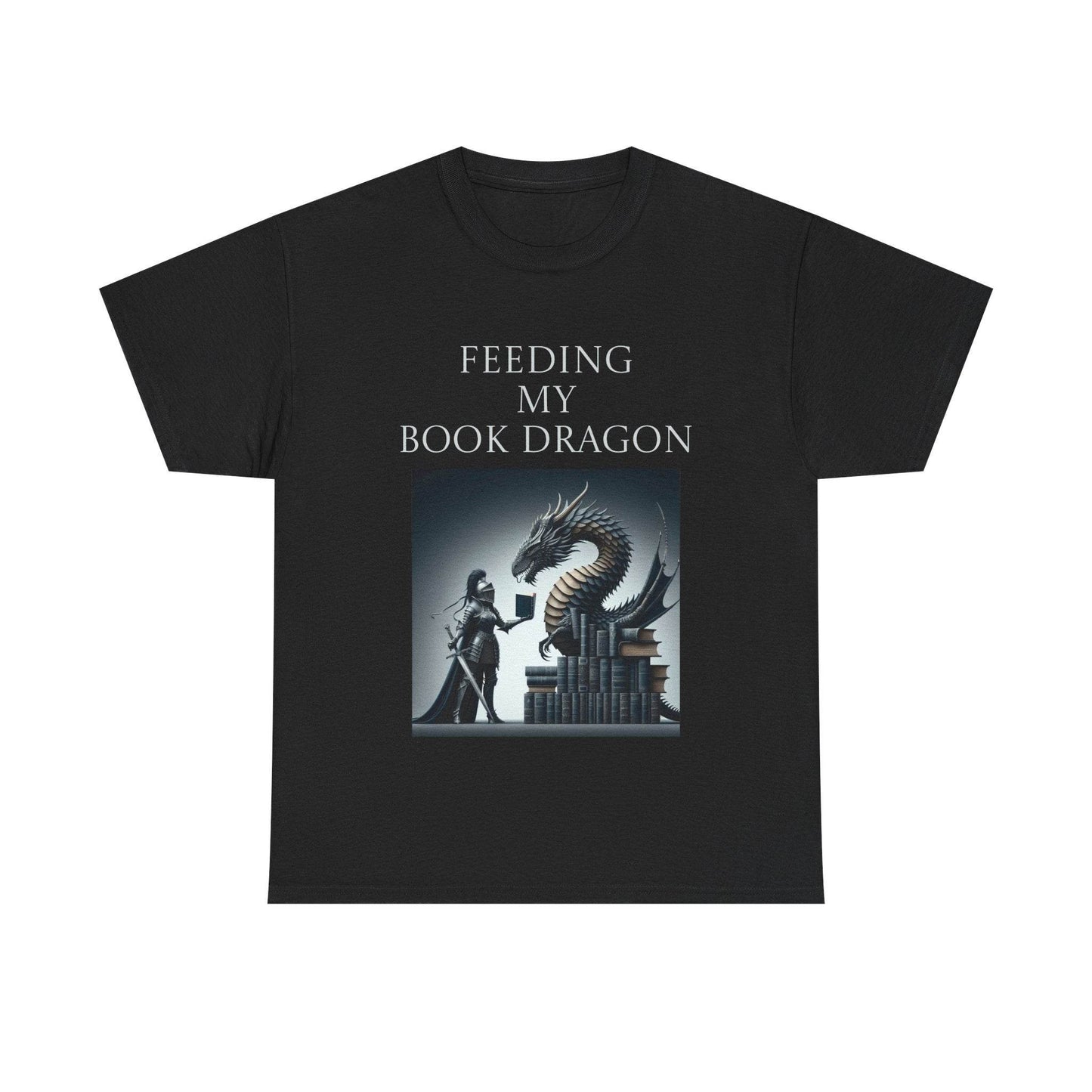Book Dragon - Unisex Heavy Cotton Tee - Creative Writer's Apparel - The Dreamer's Bookshop.