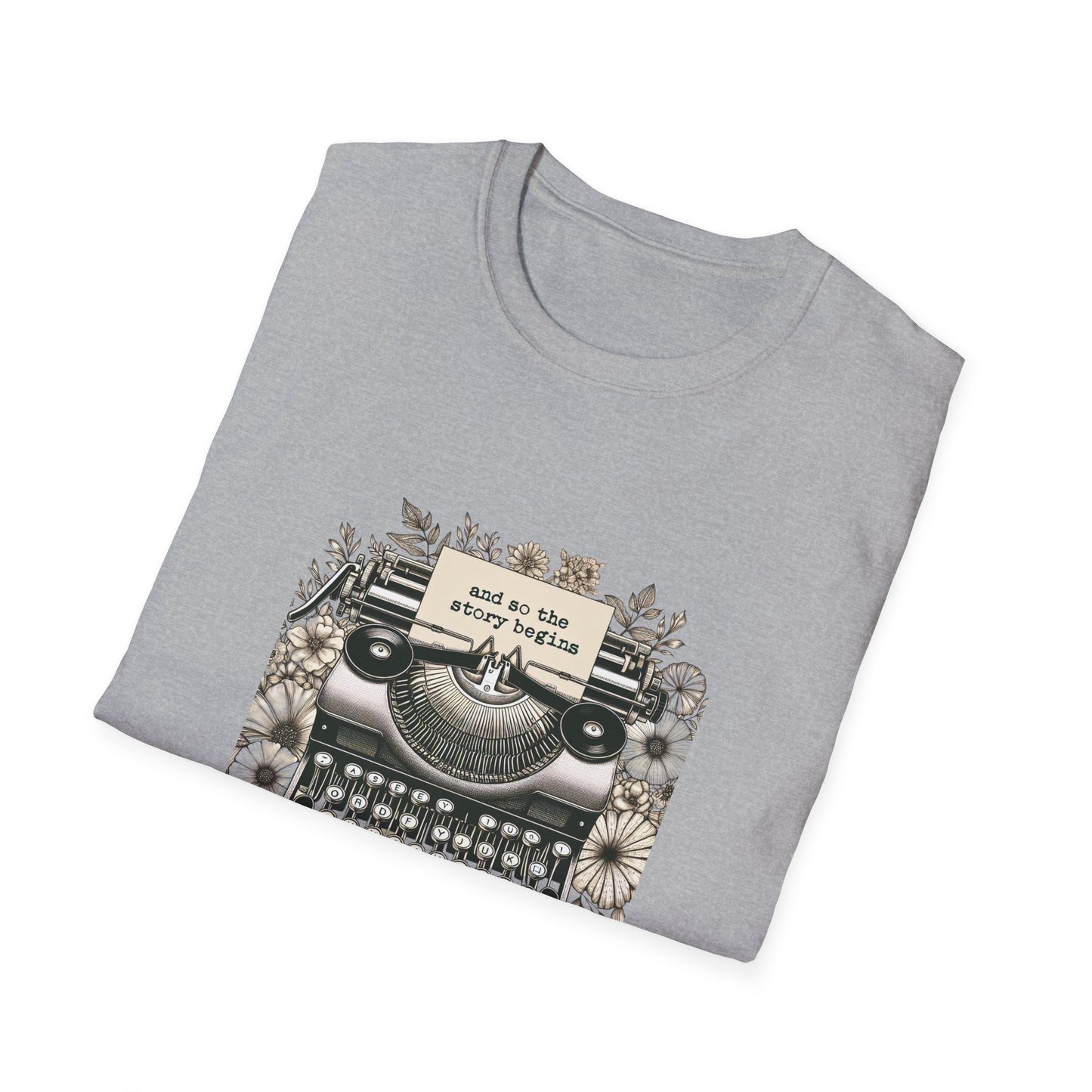 Unisex T-Shirt - Vintage Writing "Story Begins" for Book Lovers - The Dreamer's Bookshop.