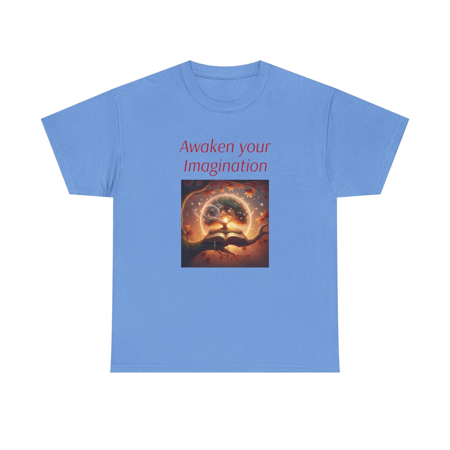 Unisex Heavy Cotton Tee - "Awaken Your Imagination" Inspirational Shirt - The Dreamer's Bookshop.