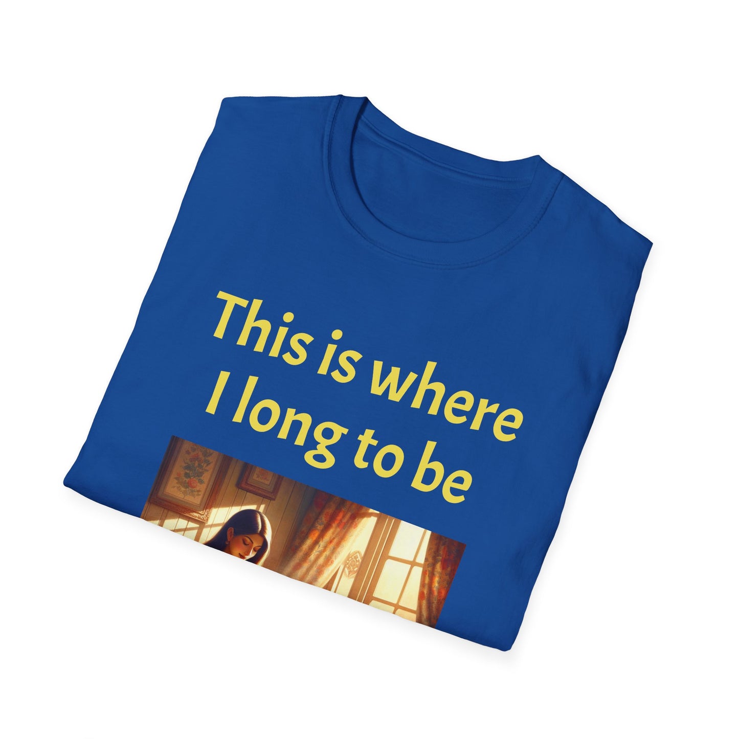 Cozy Reading Nook T-Shirt - "This is where I long to be" Unisex Softstyle Shirt - The Dreamer's Bookshop.