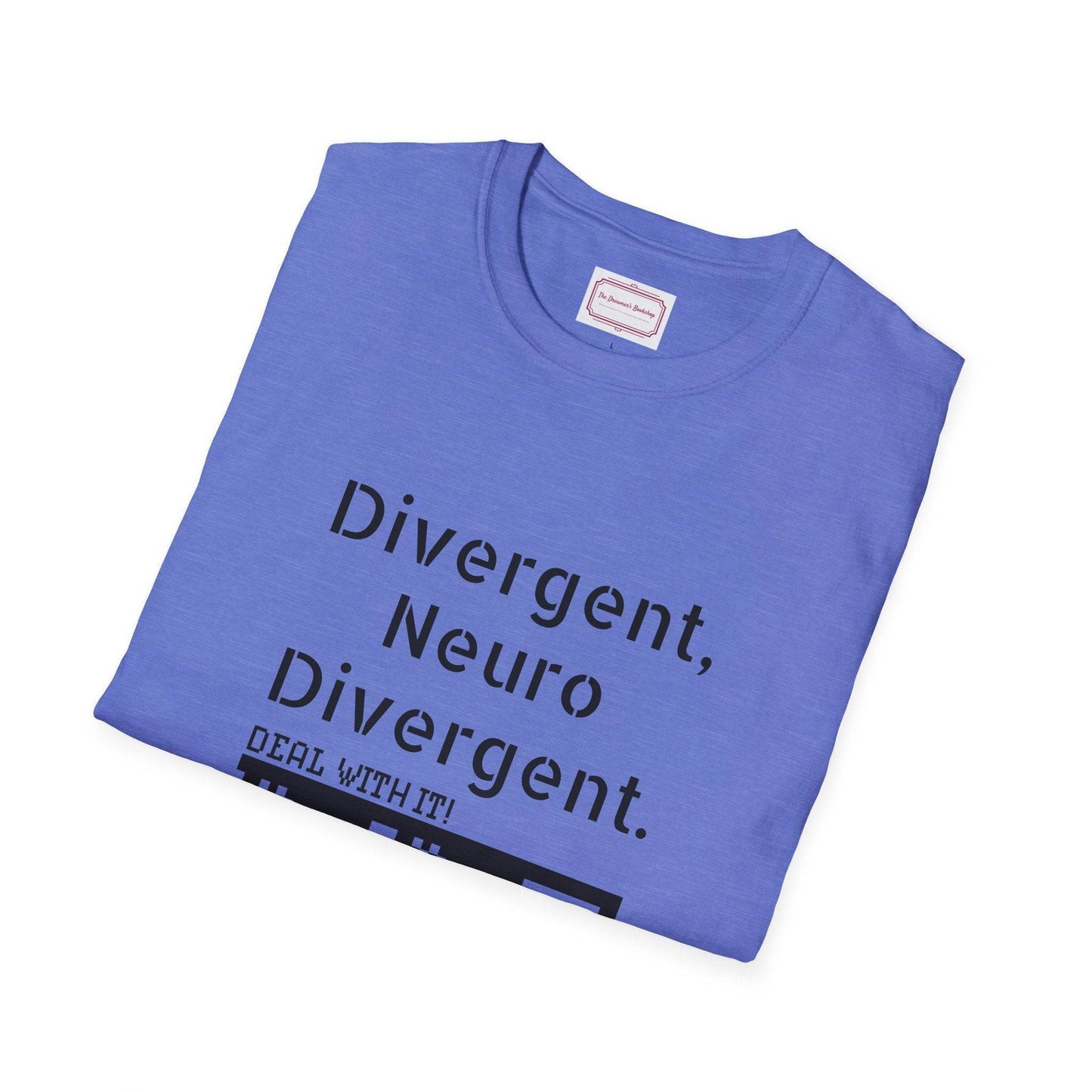 Divergent Neurodivergent T-Shirt - Unisex Softstyle Tee for Acceptance and Awareness - The Dreamer's Bookshop.
