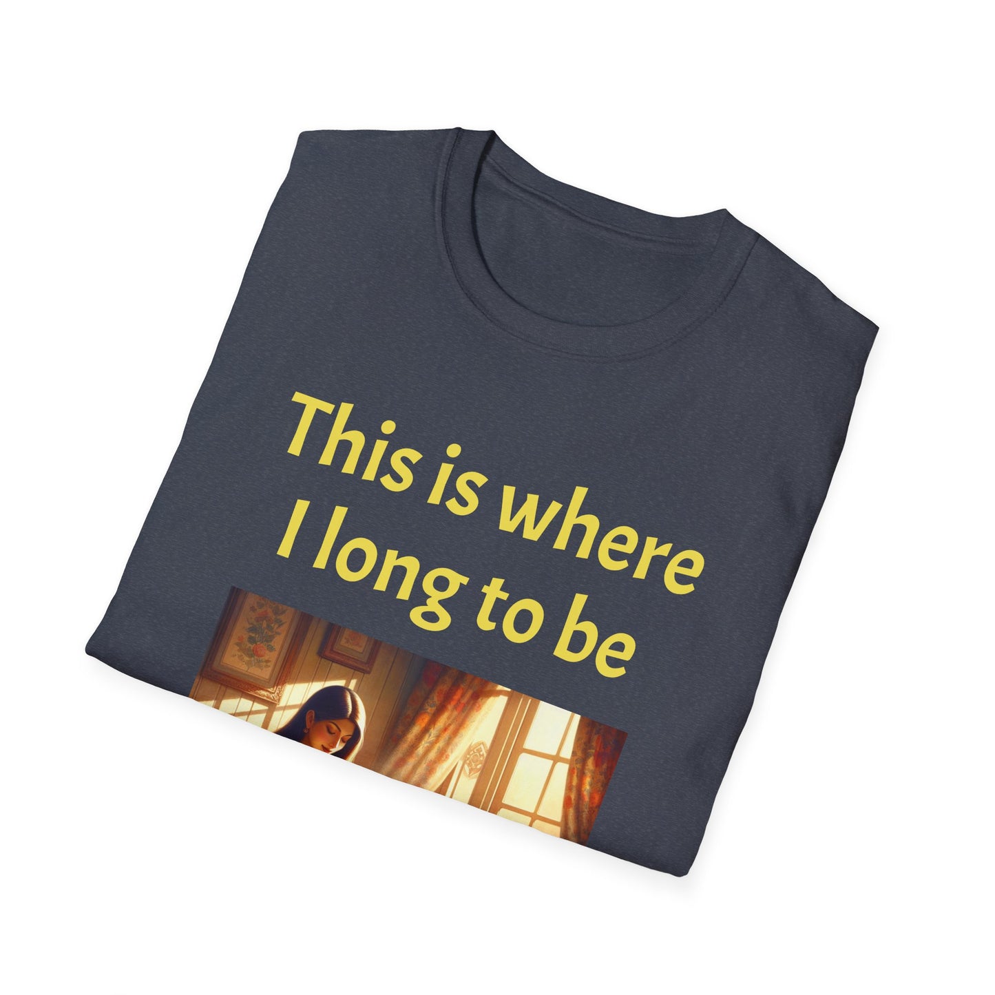 Cozy Reading Nook T-Shirt - "This is where I long to be" Unisex Softstyle Shirt - The Dreamer's Bookshop.