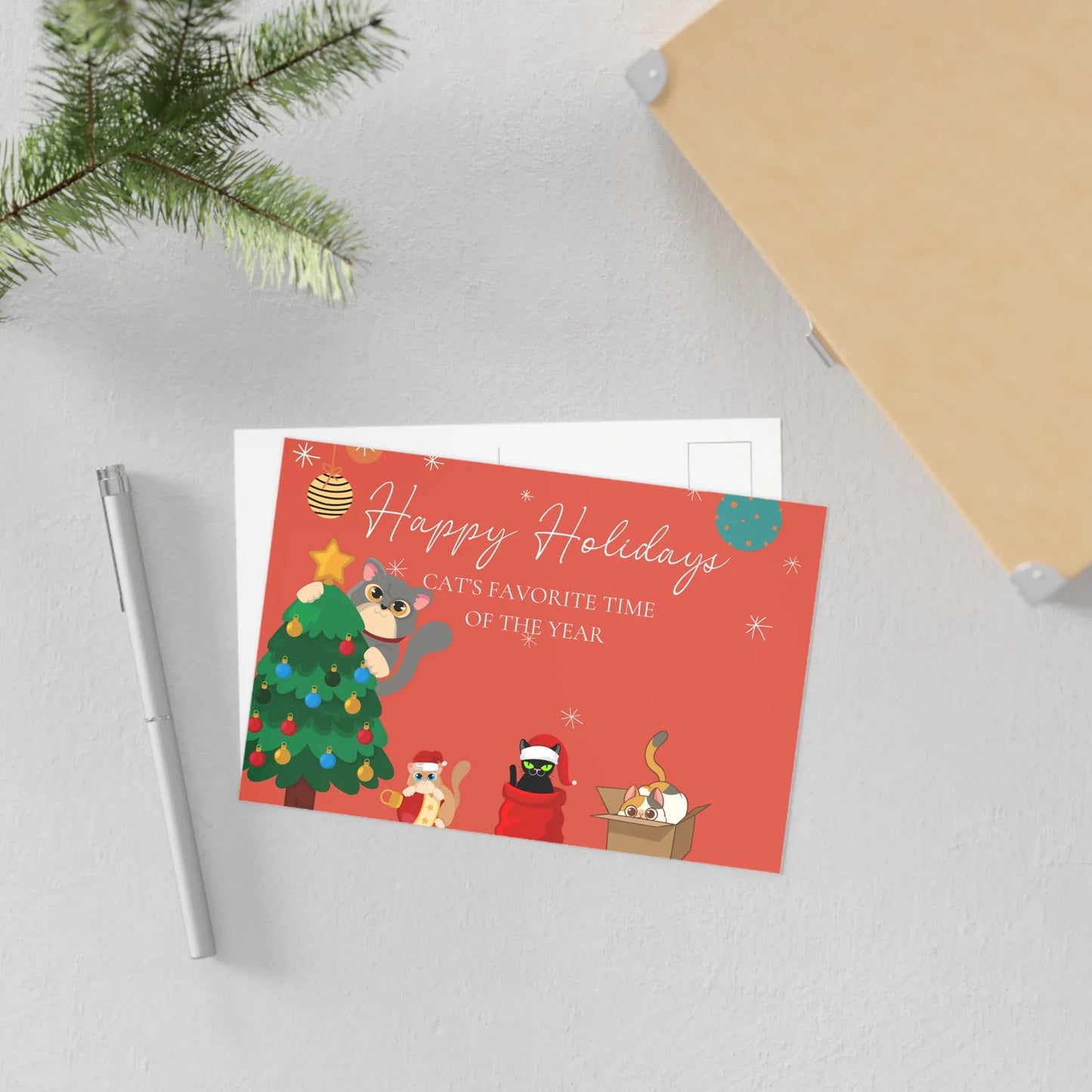 The Dreamer's Bookshop "Cat's Red XMas" Cute Christmas Cards - The Dreamer's Bookshop.