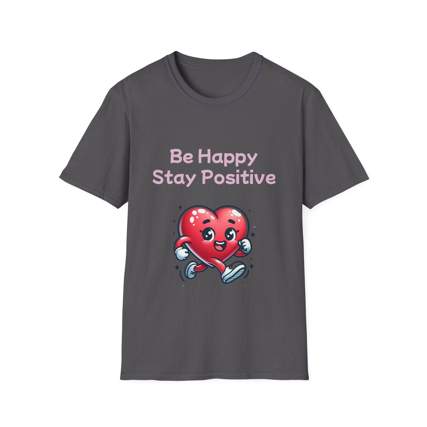 Be Happy Stay Positive Unisex Softstyle T-Shirt - Cheerful Graphic Tee for Everyday Wear - The Dreamer's Bookshop.