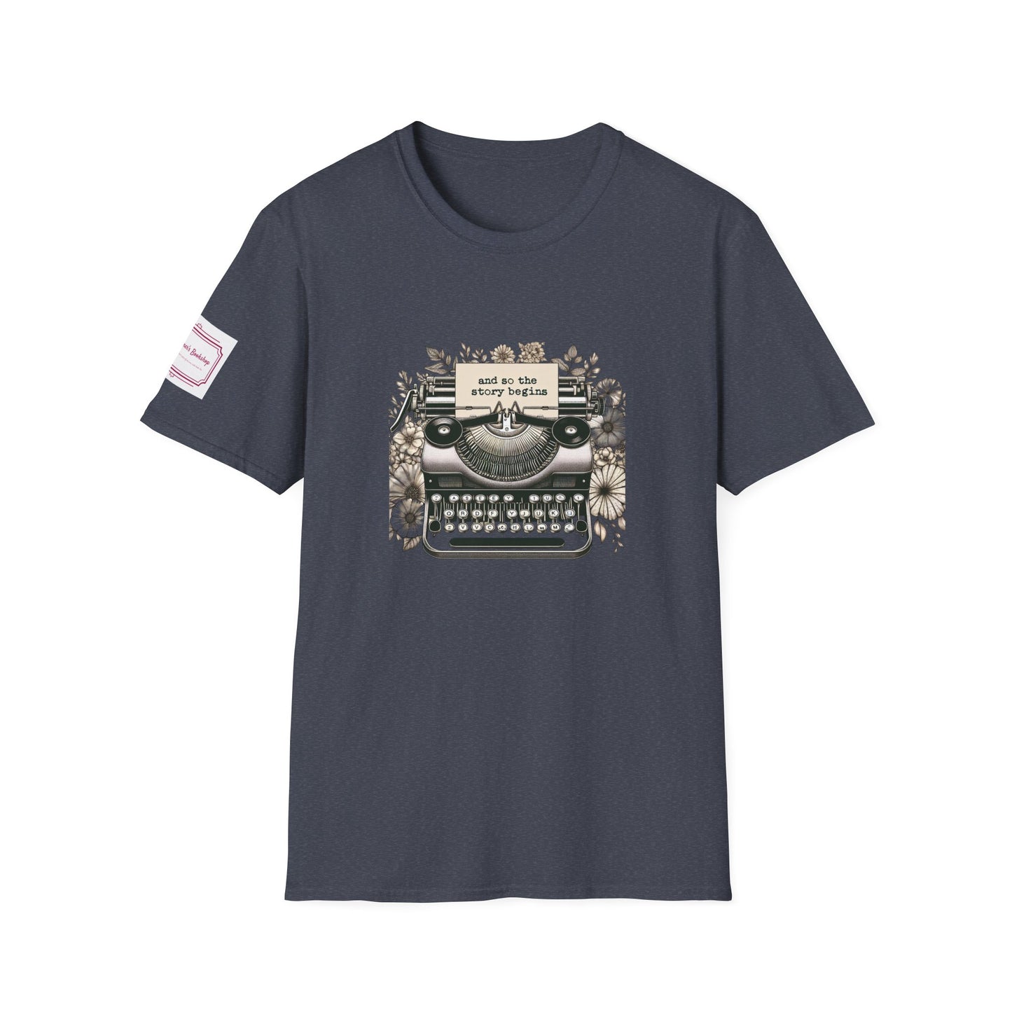 Unisex T-Shirt - Vintage Writing "Story Begins" for Book Lovers - The Dreamer's Bookshop.