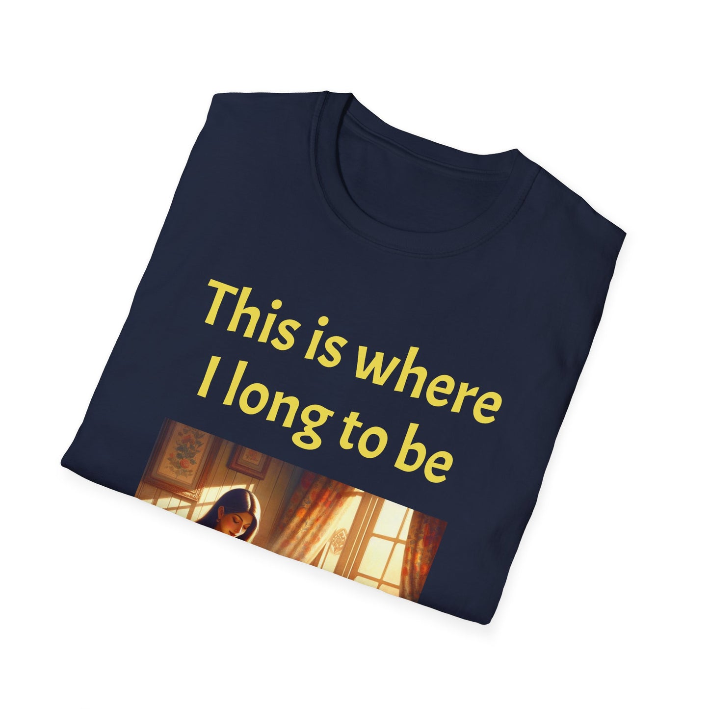 Cozy Reading Nook T-Shirt - "This is where I long to be" Unisex Softstyle Shirt - The Dreamer's Bookshop.