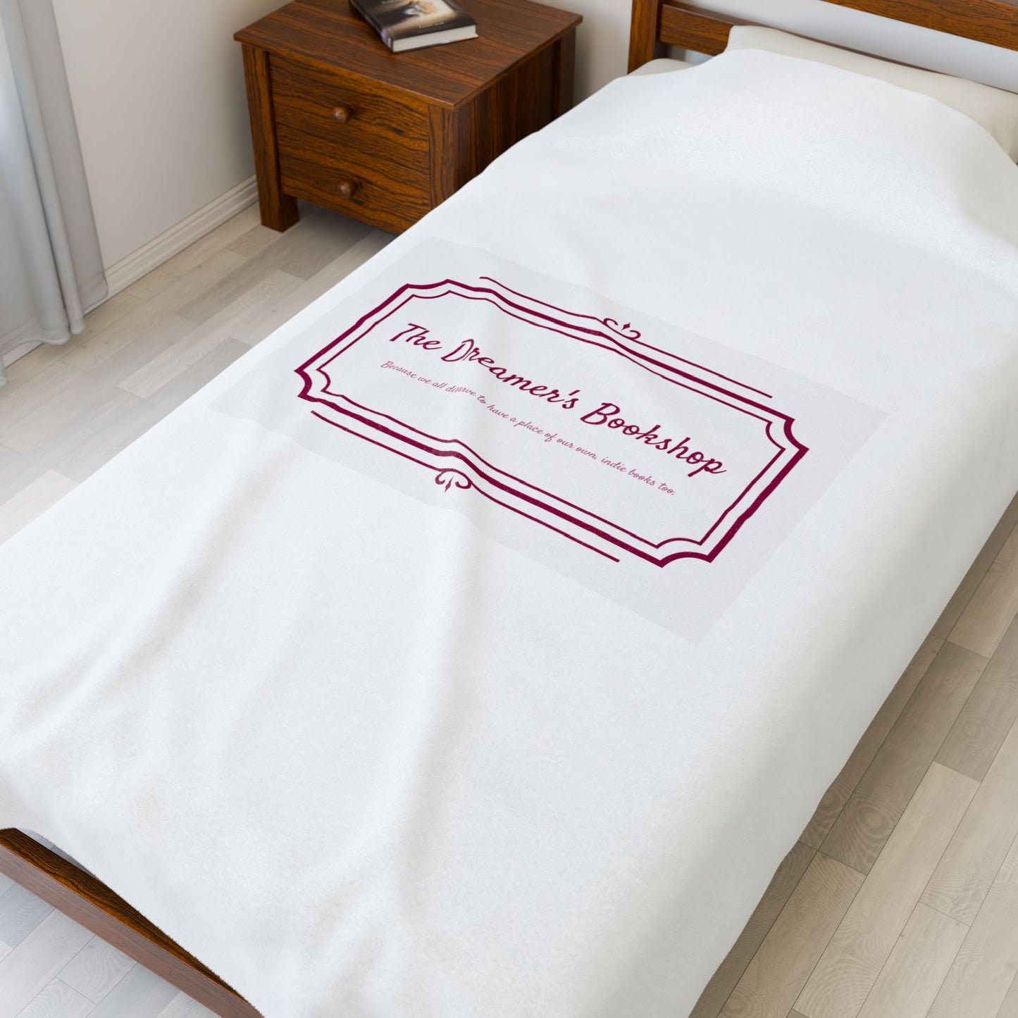 Cozy Velveteen Plush Blanket - "The Dreamer's Bookshop" Design - Perfect for Book Lovers and Cozy Nights - The Dreamer's Bookshop.