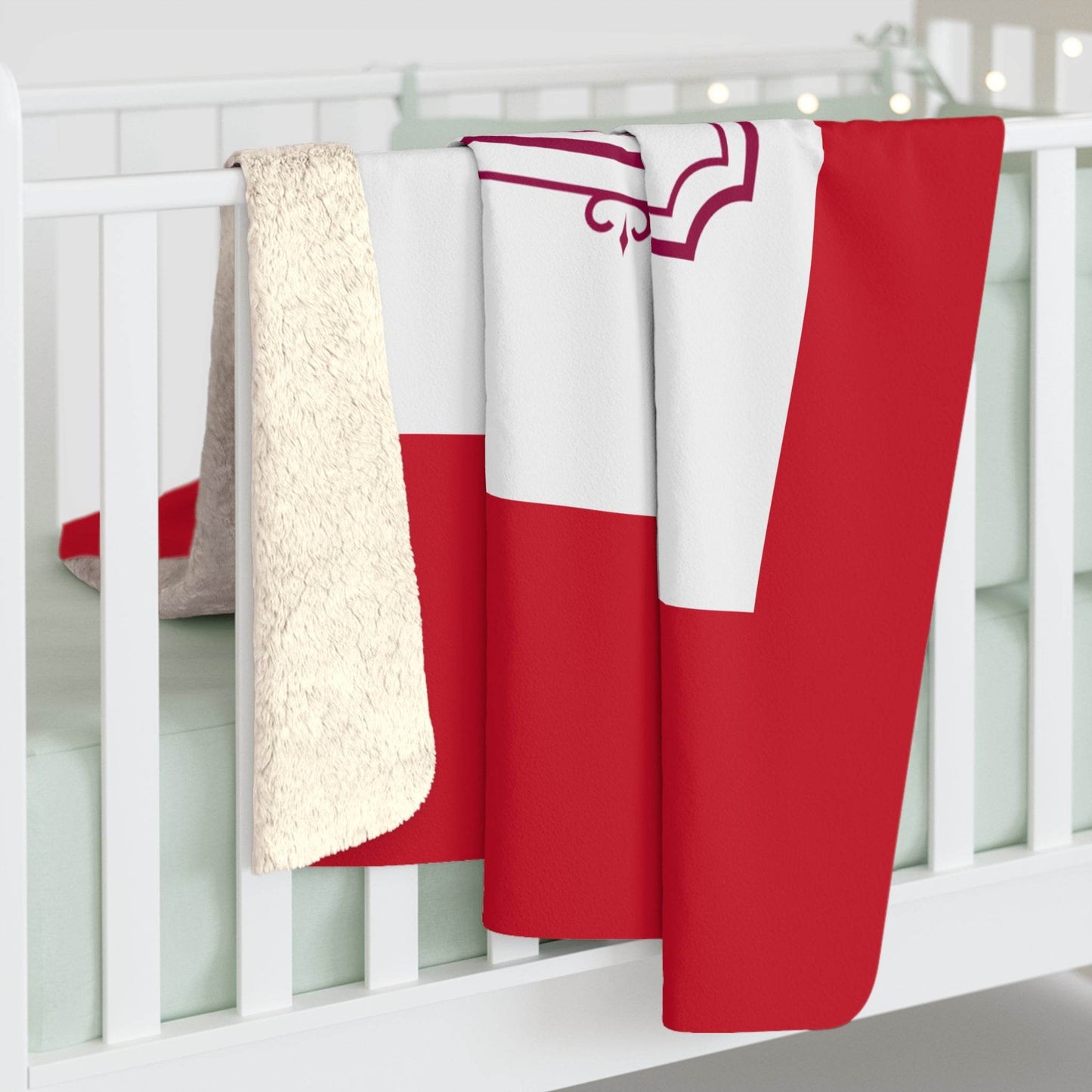 Red Cozy Sherpa Fleece Blanket - 'The Dreamer's Bookshop' Design - The Dreamer's Bookshop.