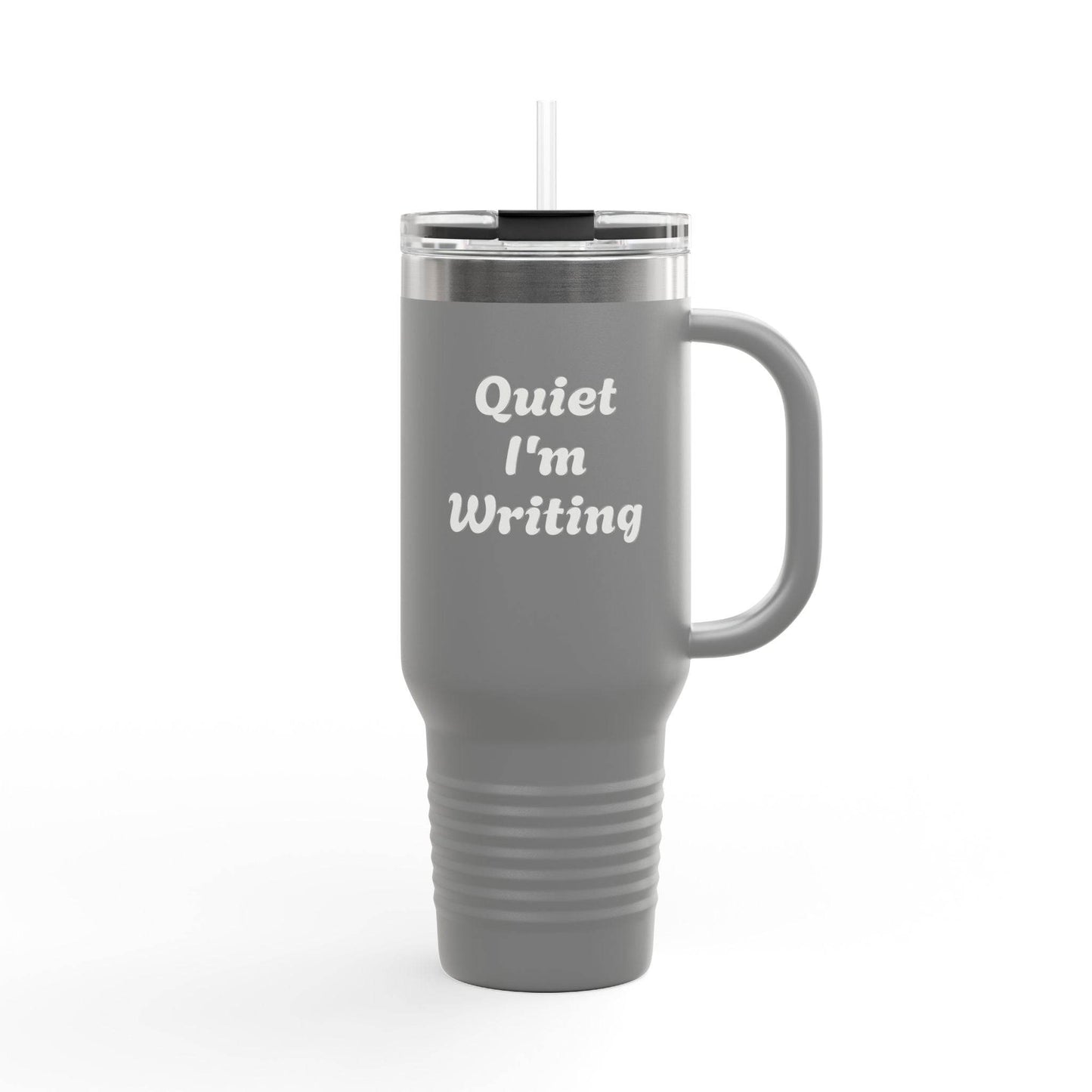 Quiet I'm Writing Insulated Travel Mug - 40oz Red Coffee Cup - The Dreamer's Bookshop.