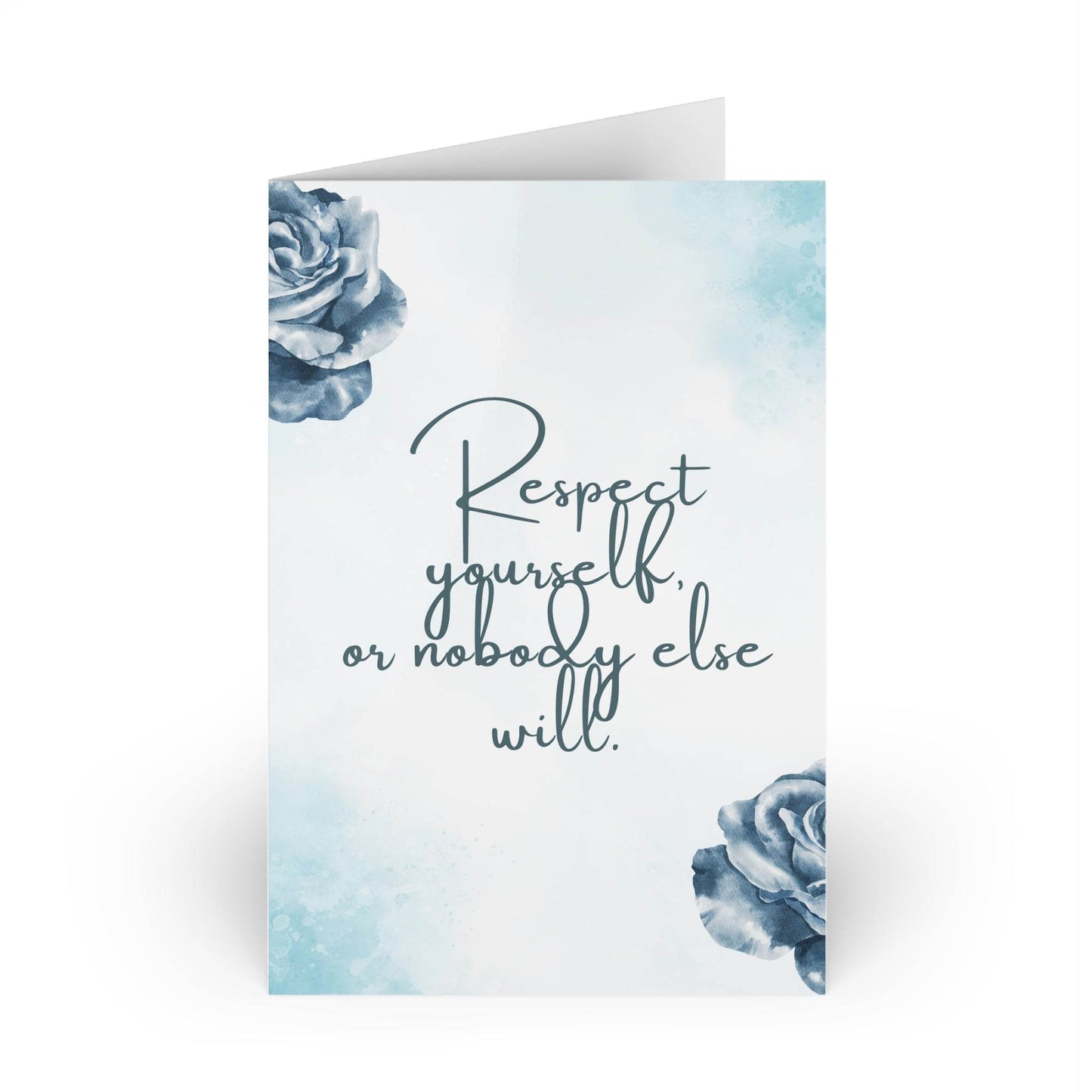 The Dreamer's Bookshop Blue Flower "Respect Yourself" Art Print Card - The Dreamer's Bookshop.
