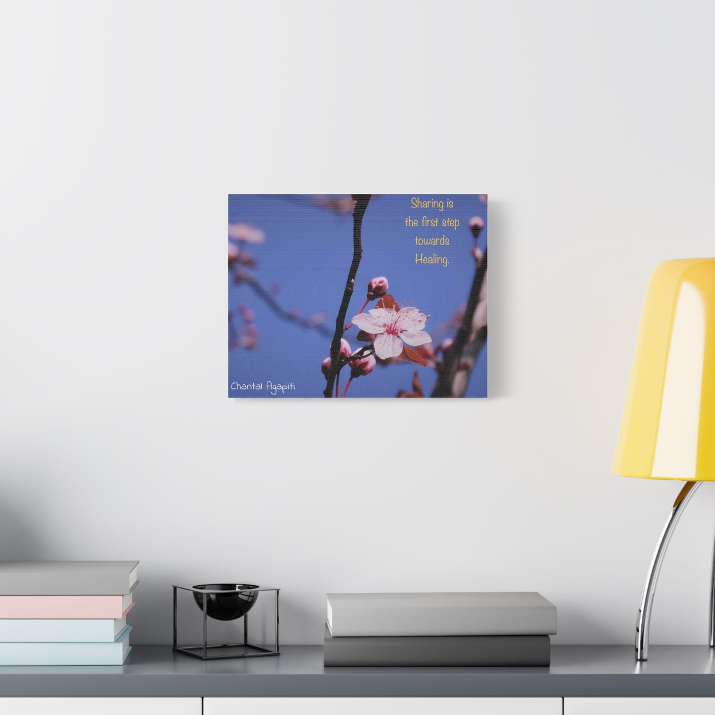 Inspirational Flower Canvas Print - "Sharing is the First Step Towards Healing" - The Dreamer's Bookshop.