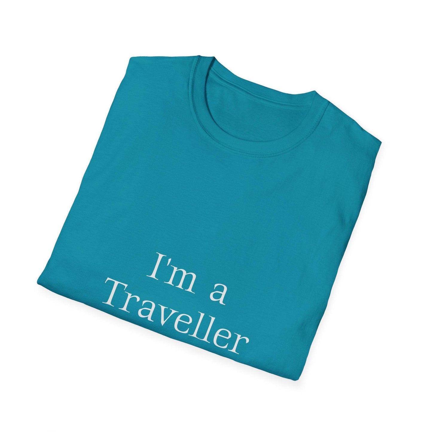 Unisex Softstyle T-Shirt - 'I'm a Traveller of Worlds' & 'Books Take Me Places Far & Beyond' - The Dreamer's Bookshop.