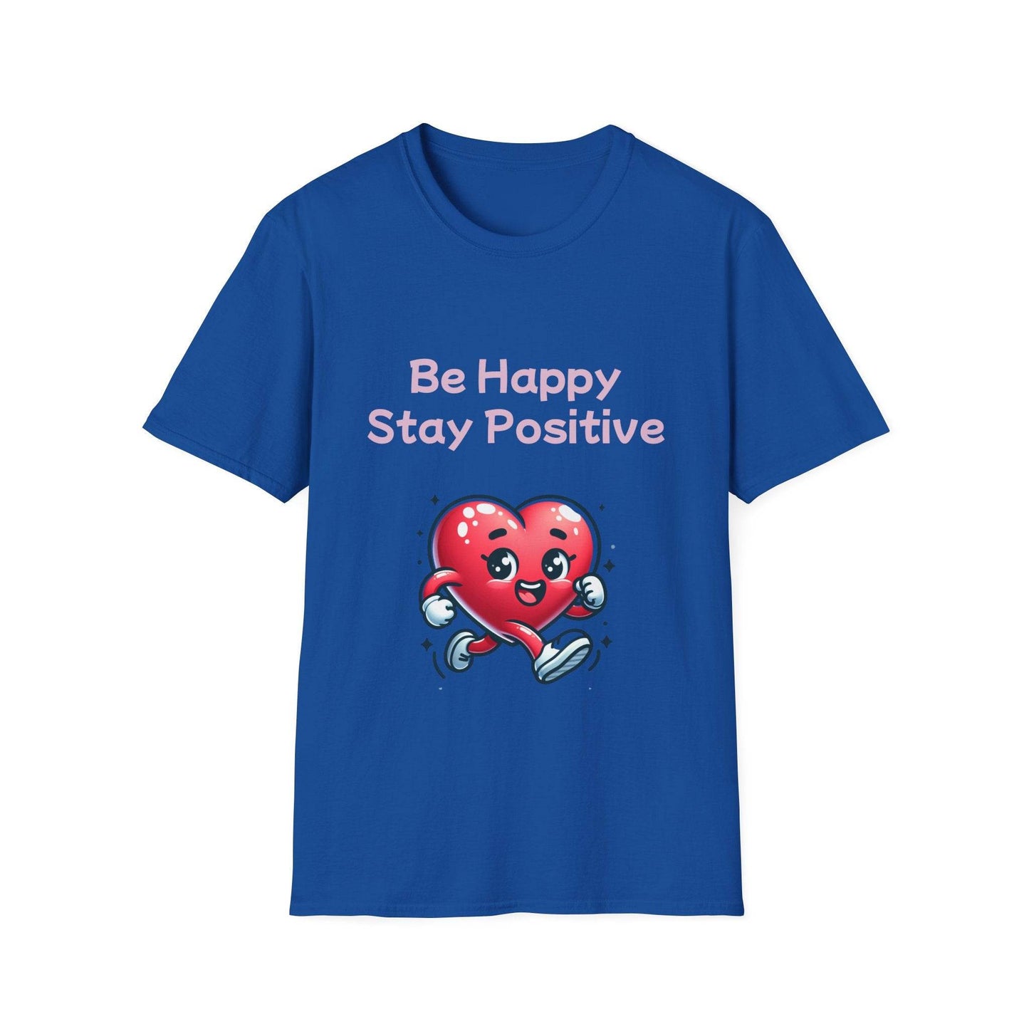 Be Happy Stay Positive Unisex Softstyle T-Shirt - Cheerful Graphic Tee for Everyday Wear - The Dreamer's Bookshop.