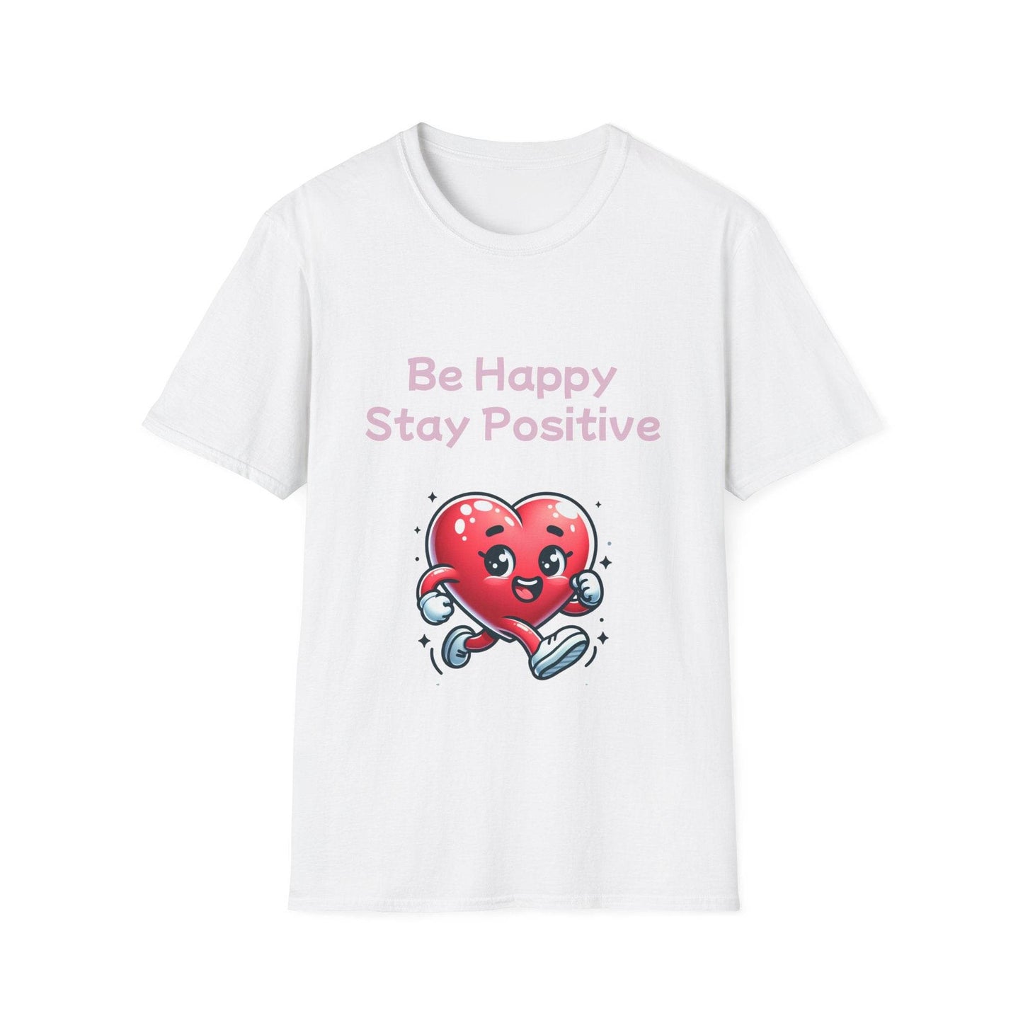 Be Happy Stay Positive Unisex Softstyle T-Shirt - Cheerful Graphic Tee for Everyday Wear - The Dreamer's Bookshop.