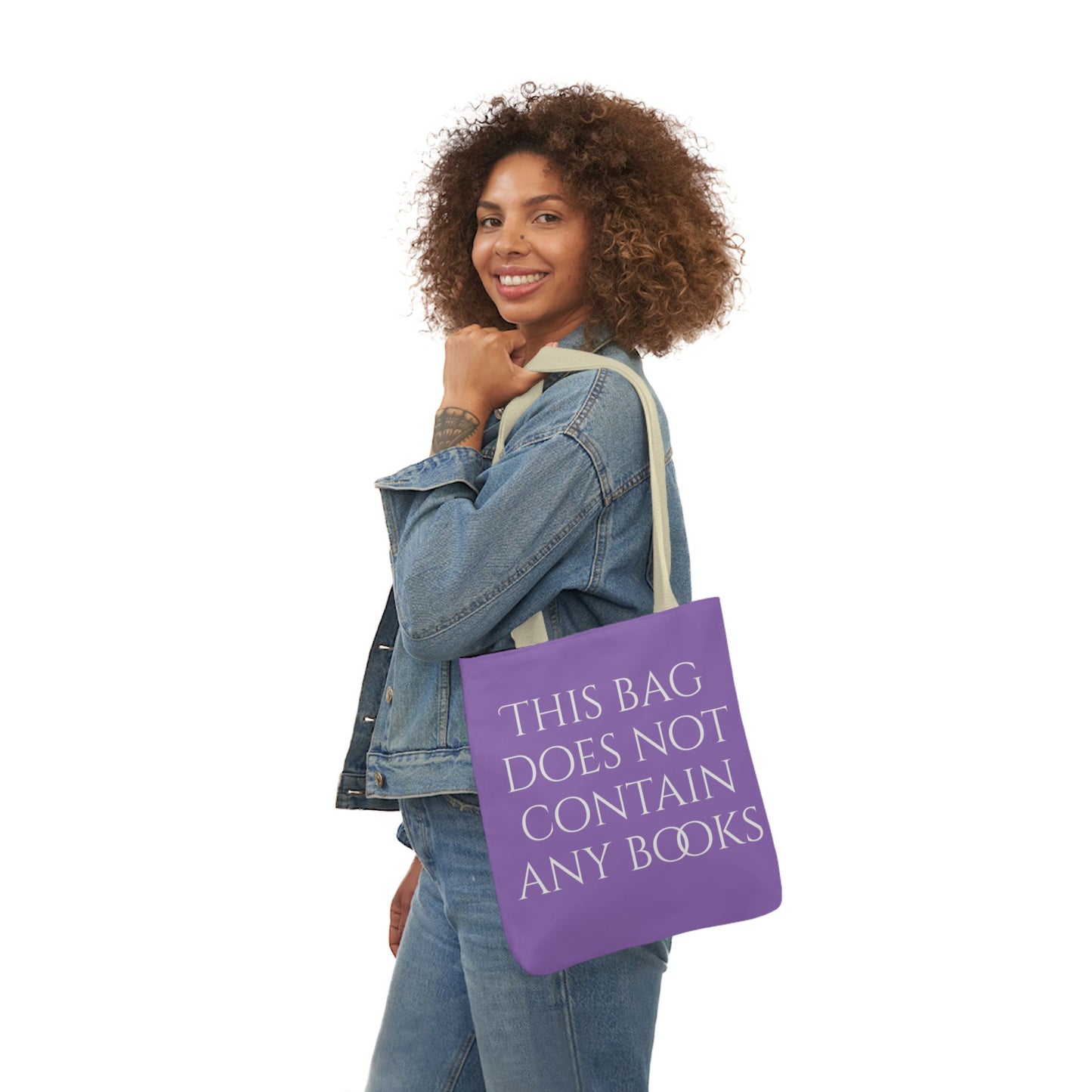 Funny Canvas Tote Bag - "This Bag Does Not Contain Any Books" - 5-Color Straps - The Dreamer's Bookshop.