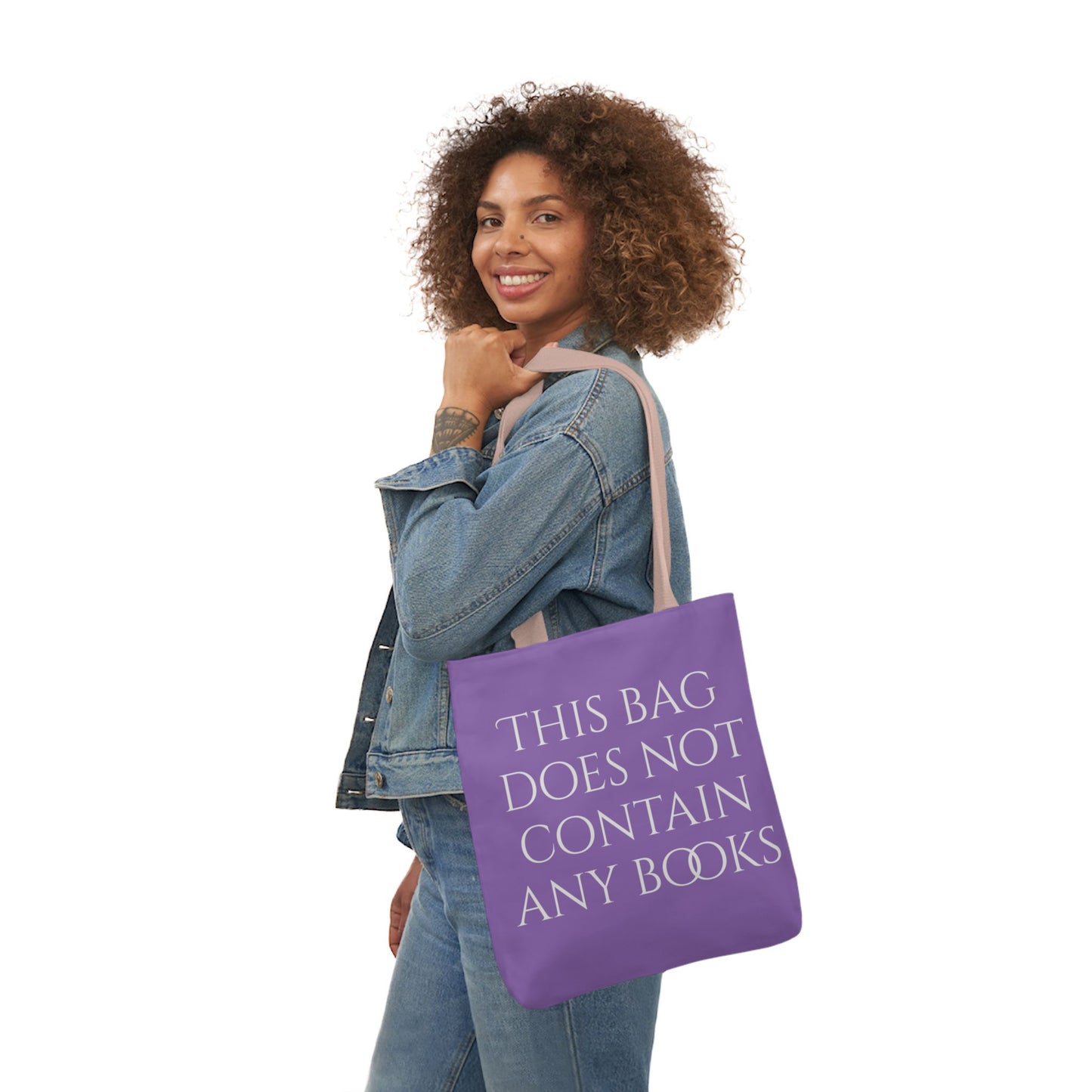 Funny Canvas Tote Bag - "This Bag Does Not Contain Any Books" - 5-Color Straps - The Dreamer's Bookshop.