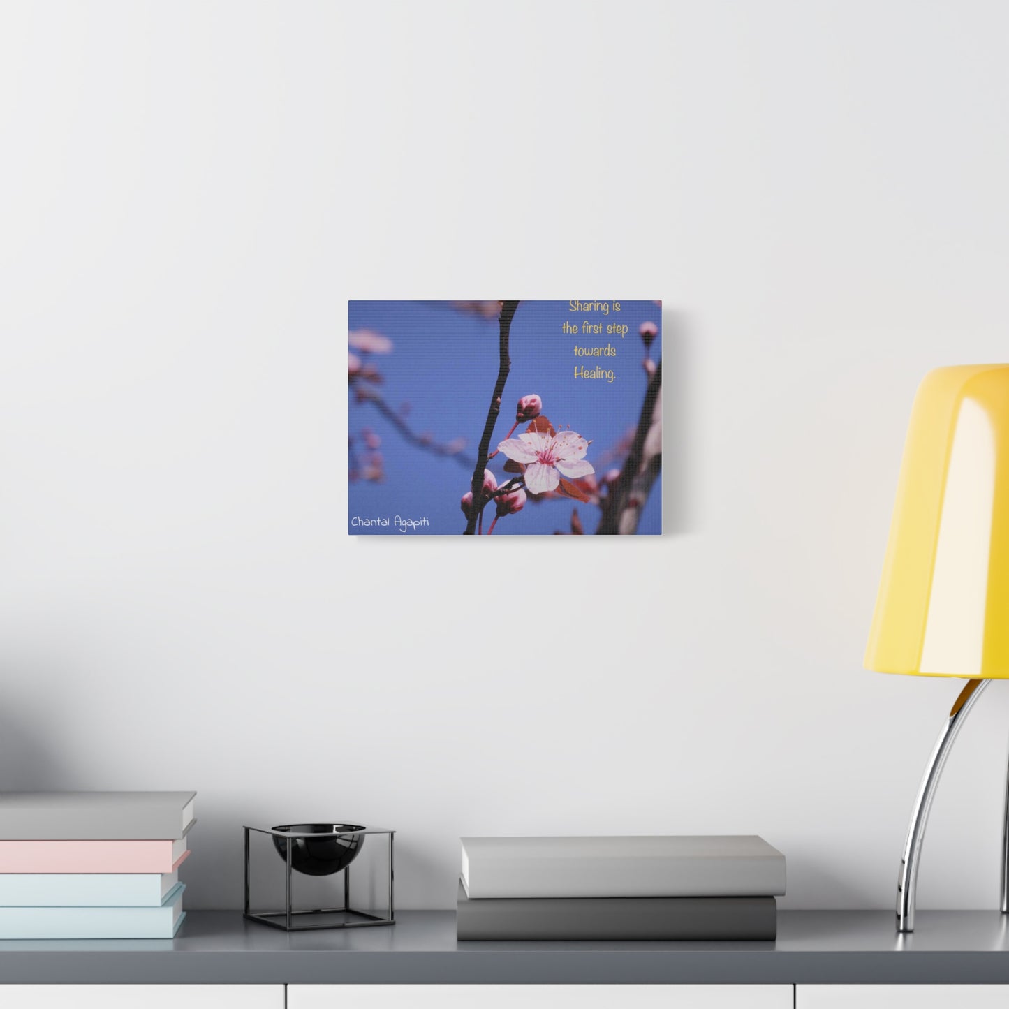Inspirational Flower Canvas Print - "Sharing is the First Step Towards Healing" - The Dreamer's Bookshop.
