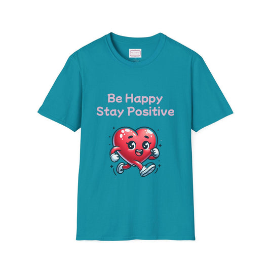 Be Happy Stay Positive T-Shirt - Unisex Softstyle Graphic Tee - The Dreamer's Bookshop.