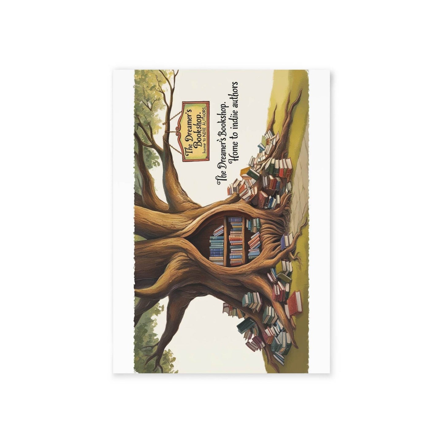 The Dreamer's Bookshop - Tree and Books Card - The Dreamer's Bookshop.