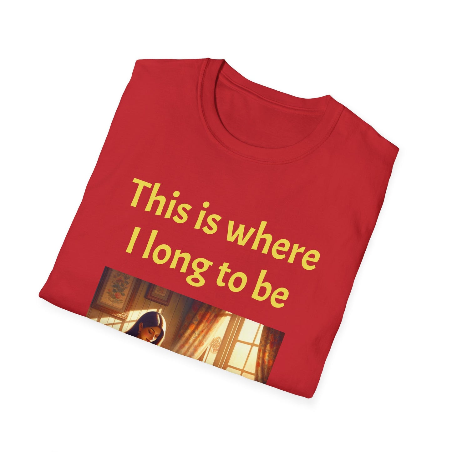 Cozy Reading Nook T-Shirt - "This is where I long to be" Unisex Softstyle Shirt - The Dreamer's Bookshop.