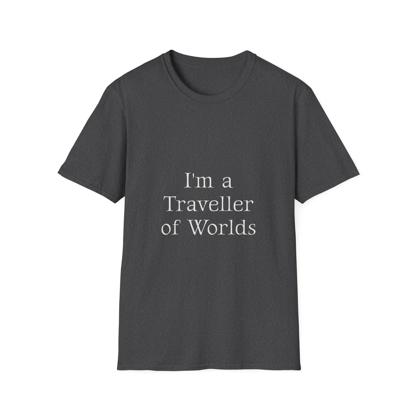 Unisex Softstyle T-Shirt - 'I'm a Traveller of Worlds' & 'Books Take Me Places Far & Beyond' - The Dreamer's Bookshop.