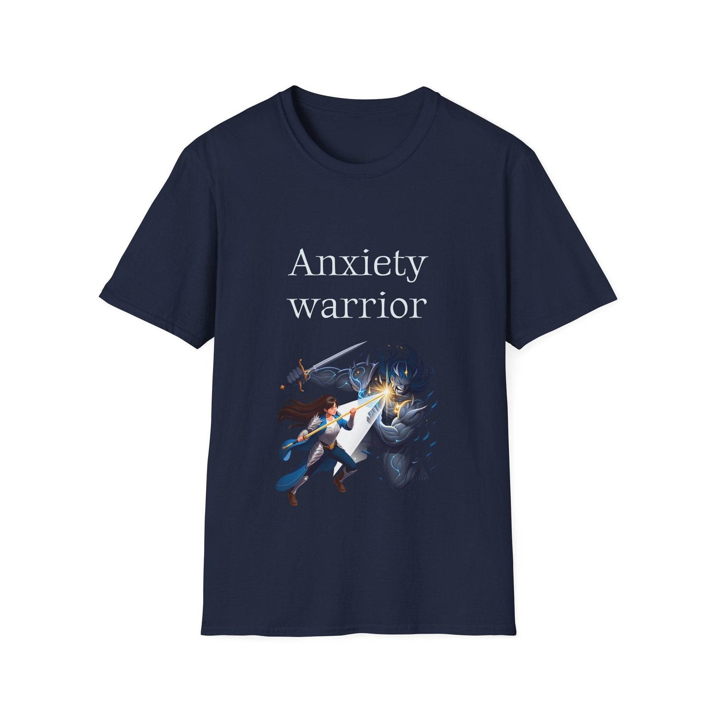 Anxiety Warrior Unisex Softstyle T-Shirt - Empower Your Battle - The Dreamer's Bookshop.