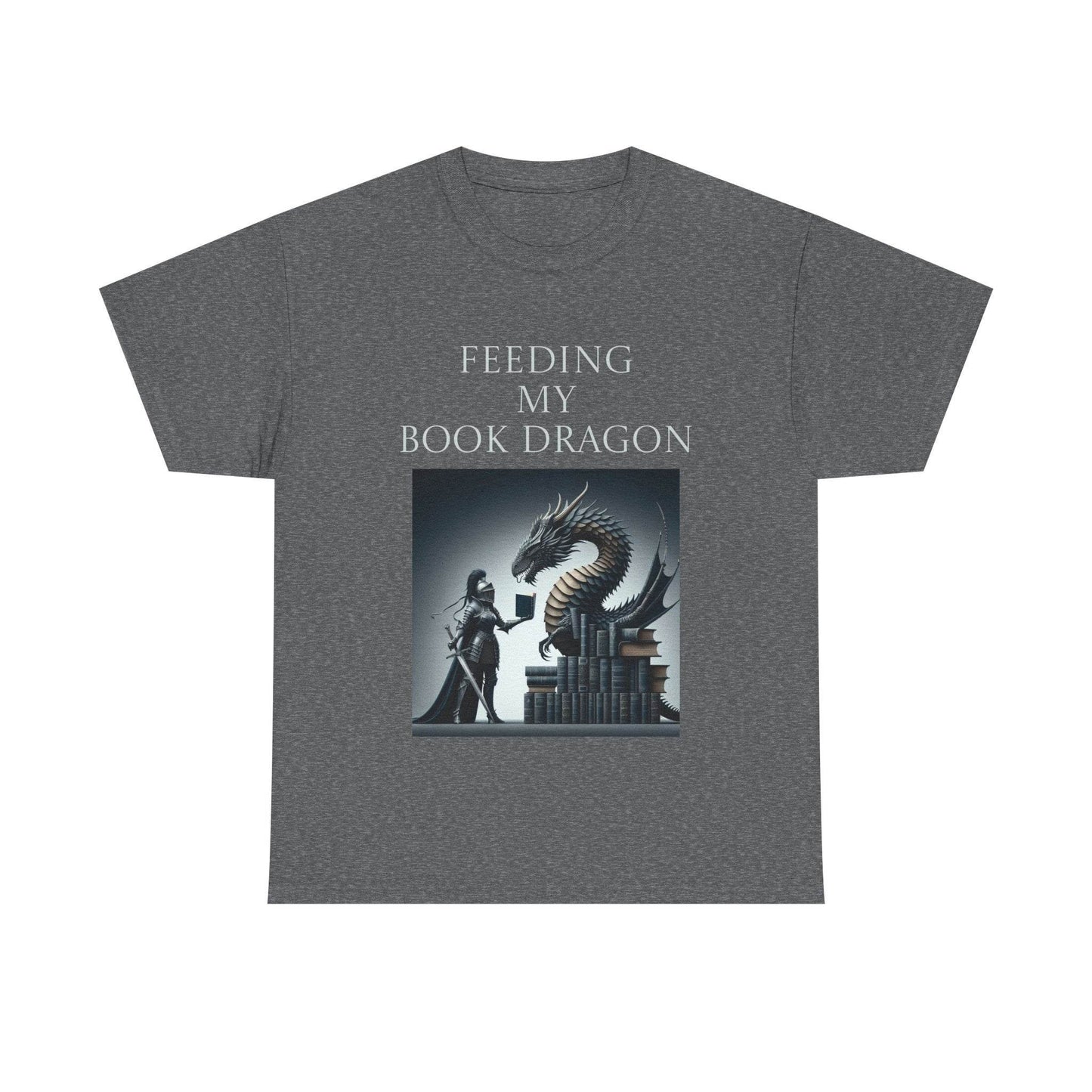 Book Dragon - Unisex Heavy Cotton Tee - Creative Writer's Apparel - The Dreamer's Bookshop.