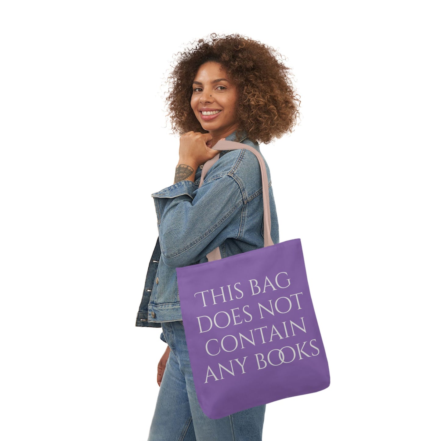 Funny Canvas Tote Bag - "This Bag Does Not Contain Any Books" - 5-Color Straps - The Dreamer's Bookshop.