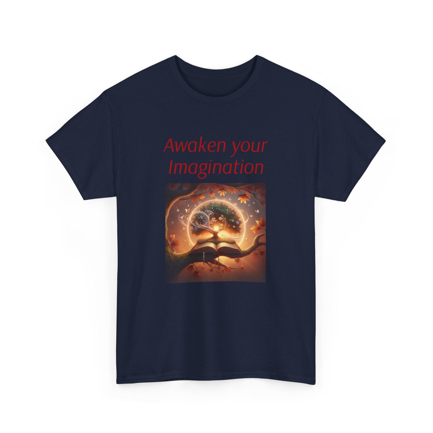 Unisex Heavy Cotton Tee - "Awaken Your Imagination" Inspirational Shirt - The Dreamer's Bookshop.