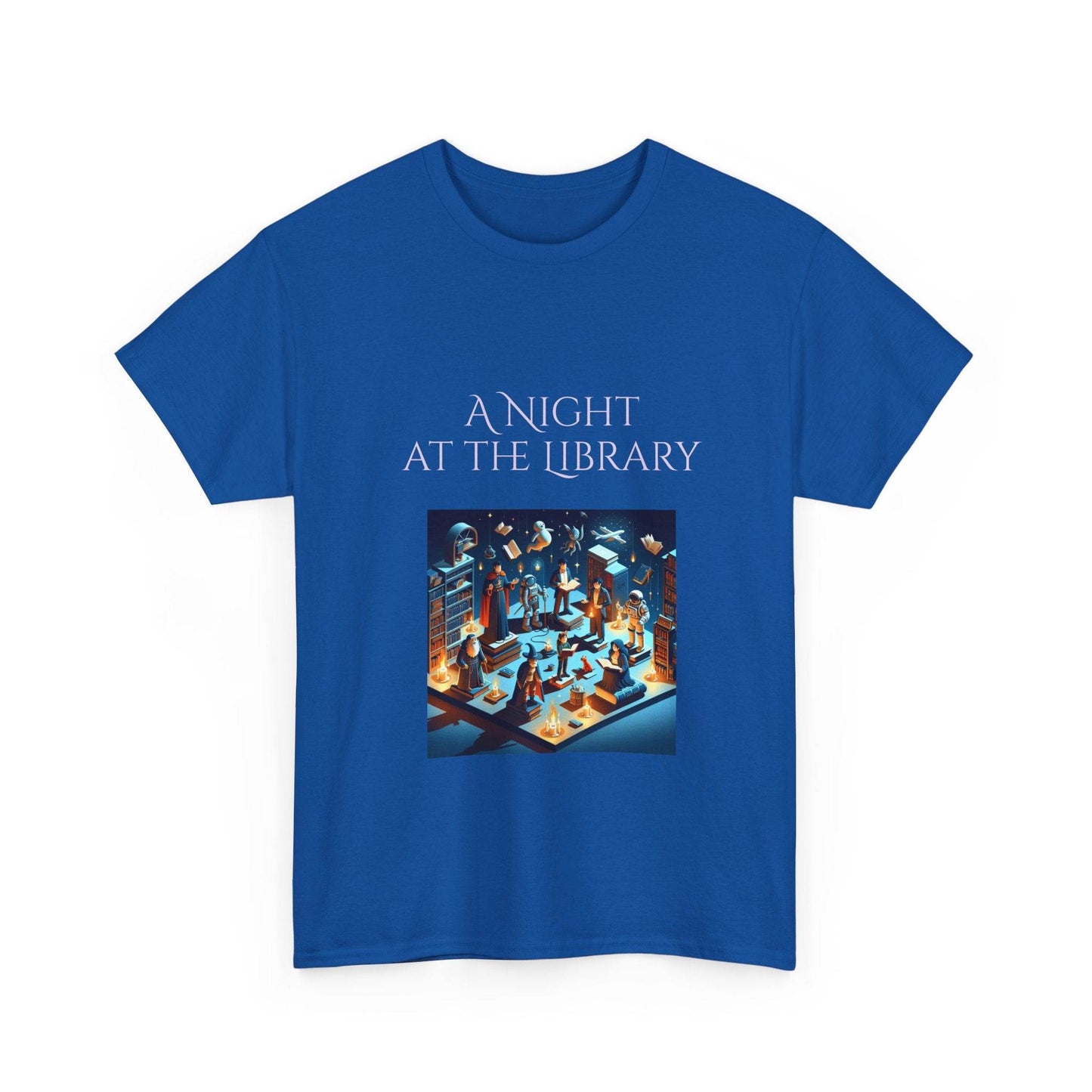 Night at the Library - Unisex Heavy Cotton Tee for Book Lovers - The Dreamer's Bookshop.