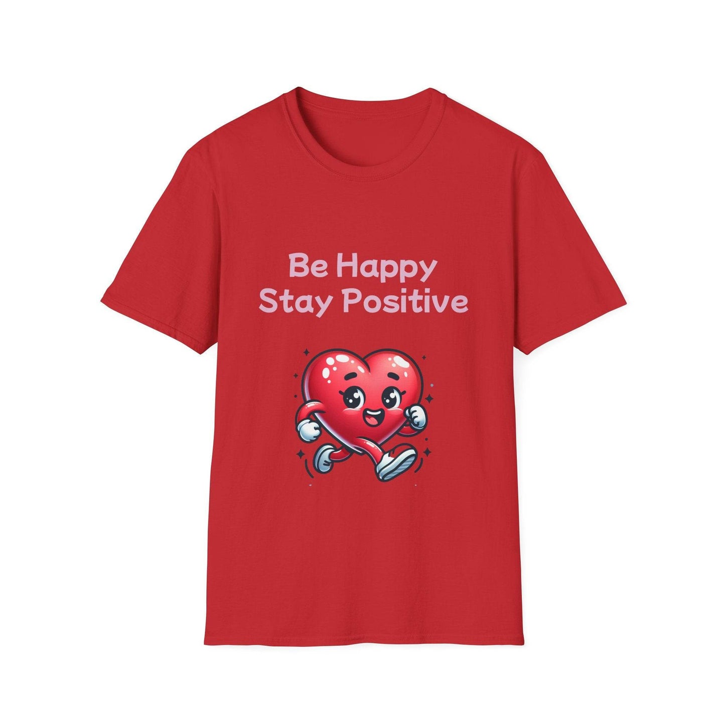 Be Happy Stay Positive Unisex Softstyle T-Shirt - Cheerful Graphic Tee for Everyday Wear - The Dreamer's Bookshop.