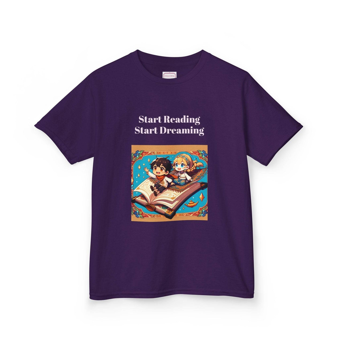 US (Ww) Kids Heavy Cotton™ Tee - Start Reading Start Dreaming Shirt - The Dreamer's Bookshop.