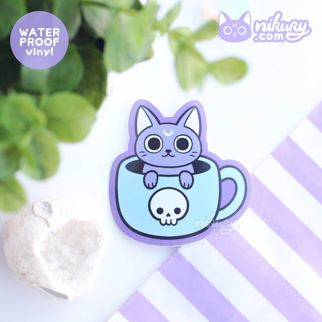 Nikury - Black Meowgic | Theemok Cat Vinyl Sticker - The Dreamer's Bookshop.
