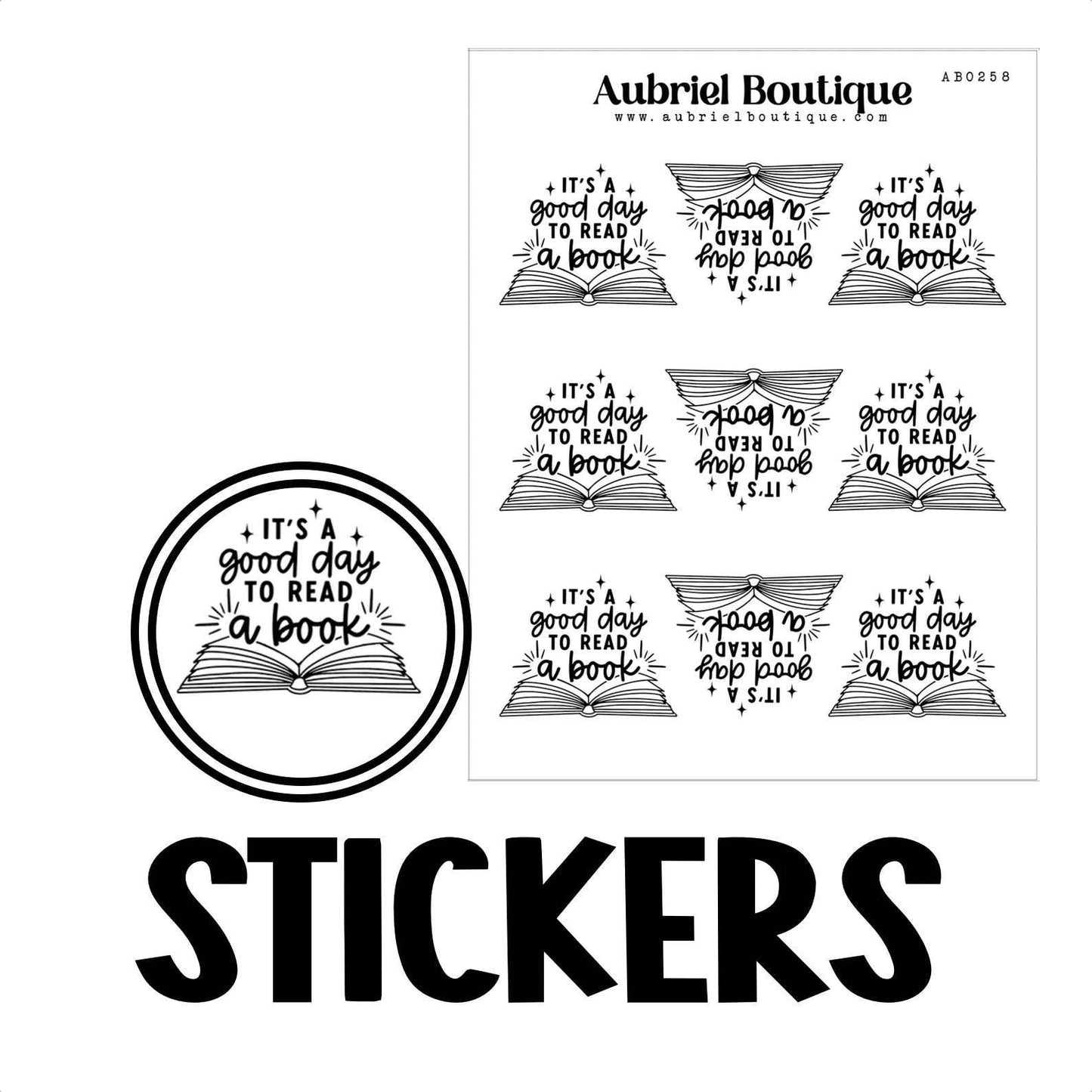 AubrielBoutique - HET IS EEN GOEDE DAG OM EEN BOEK TE LEZEN, plannerstickers — AB0258 - The Dreamer's Bookshop.
