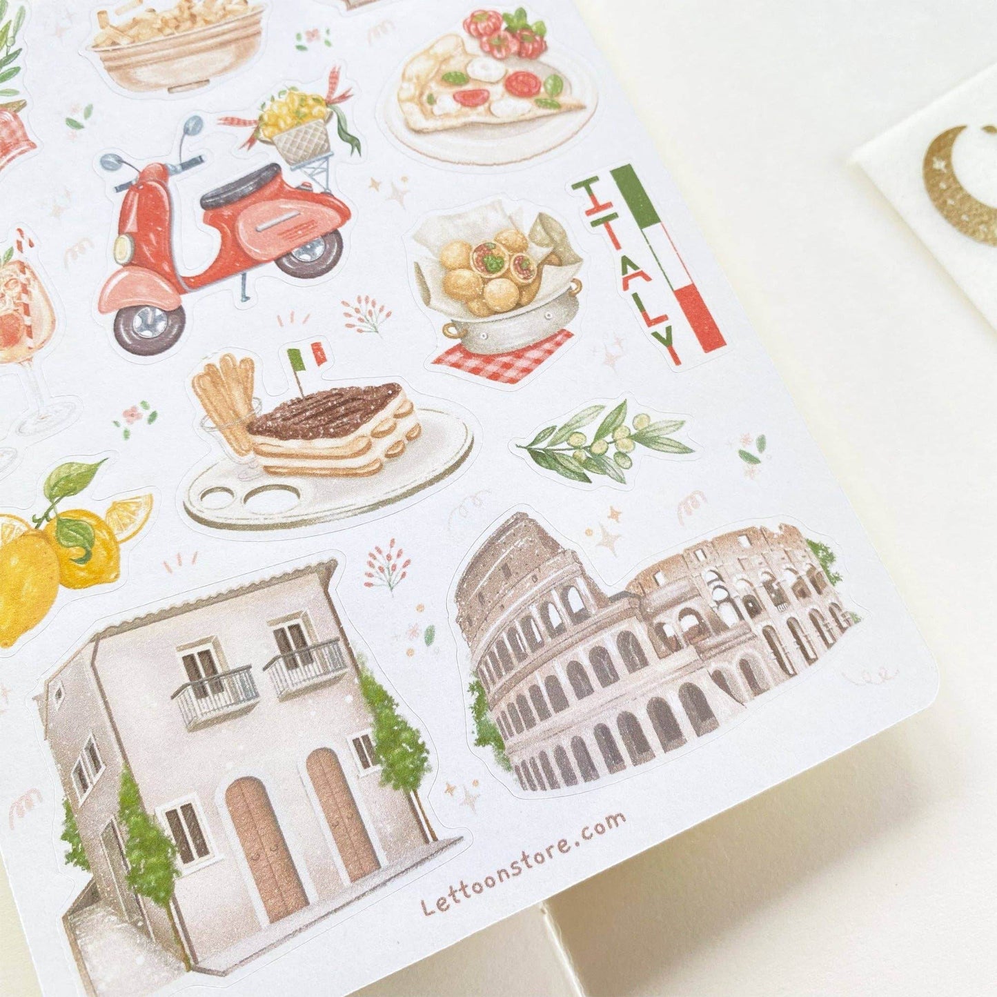 LETTOOn - Stickervel - In Love With Italy - The Dreamer's Bookshop.