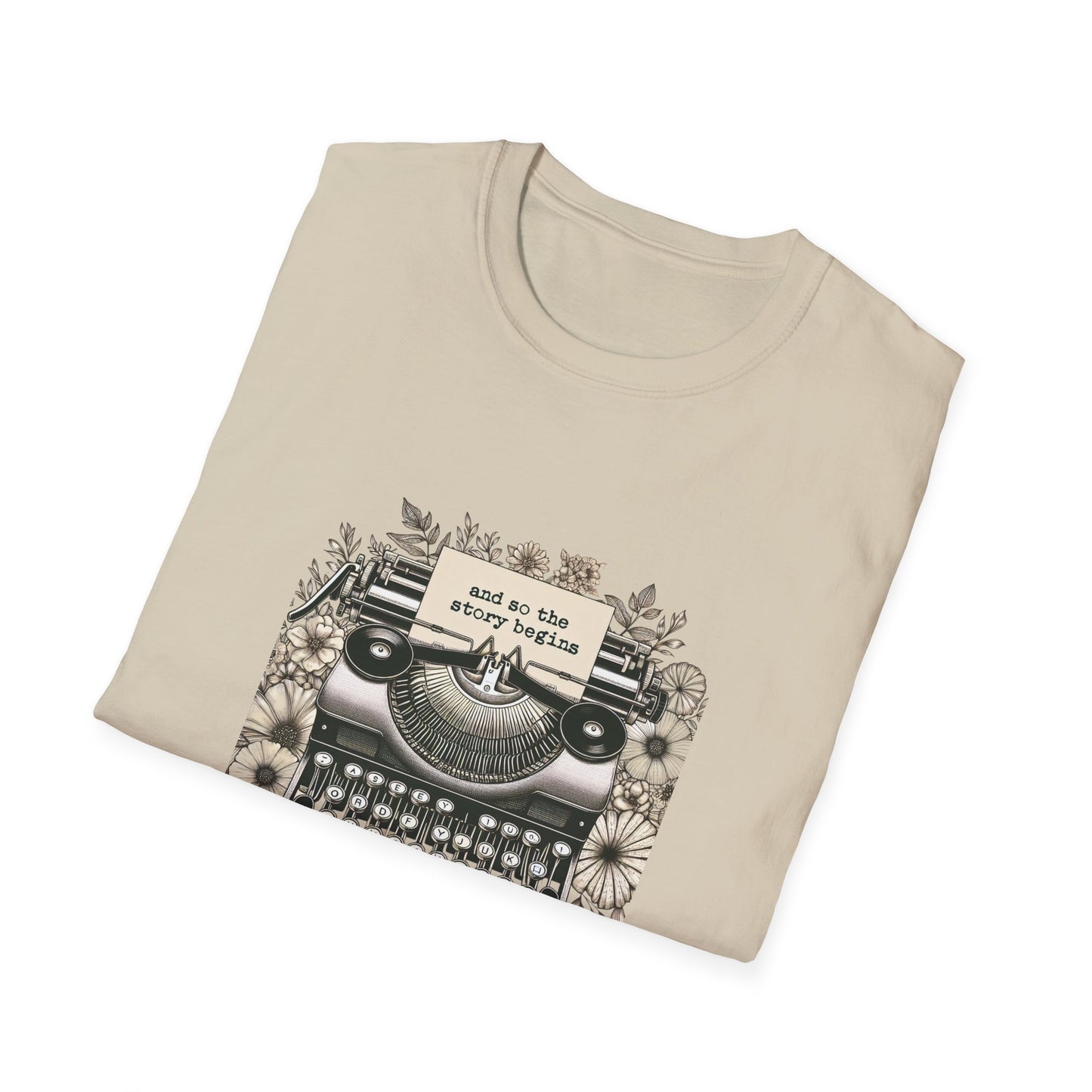 Unisex T-Shirt - Vintage Writing "Story Begins" for Book Lovers - The Dreamer's Bookshop.