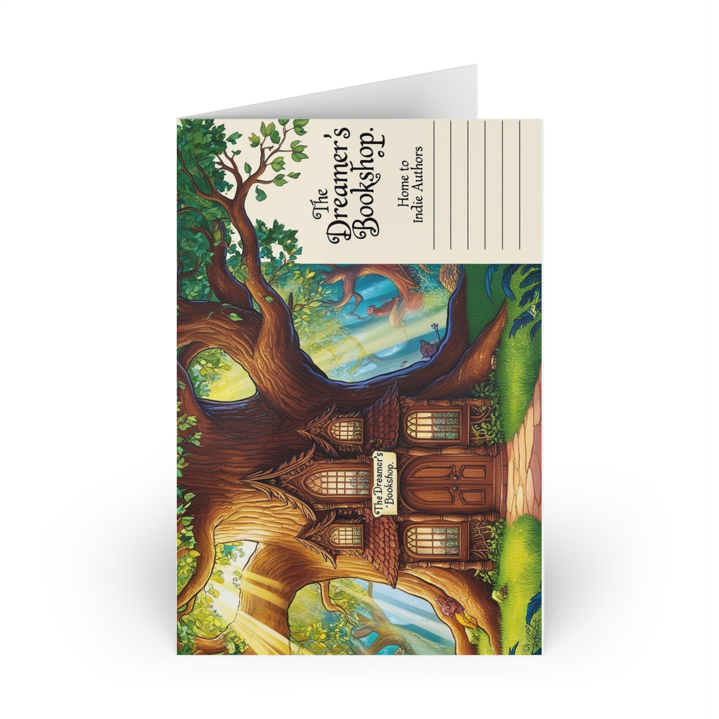 The Dreamer's Bookshop "Tree and Books" Art Print Card - The Dreamer's Bookshop.