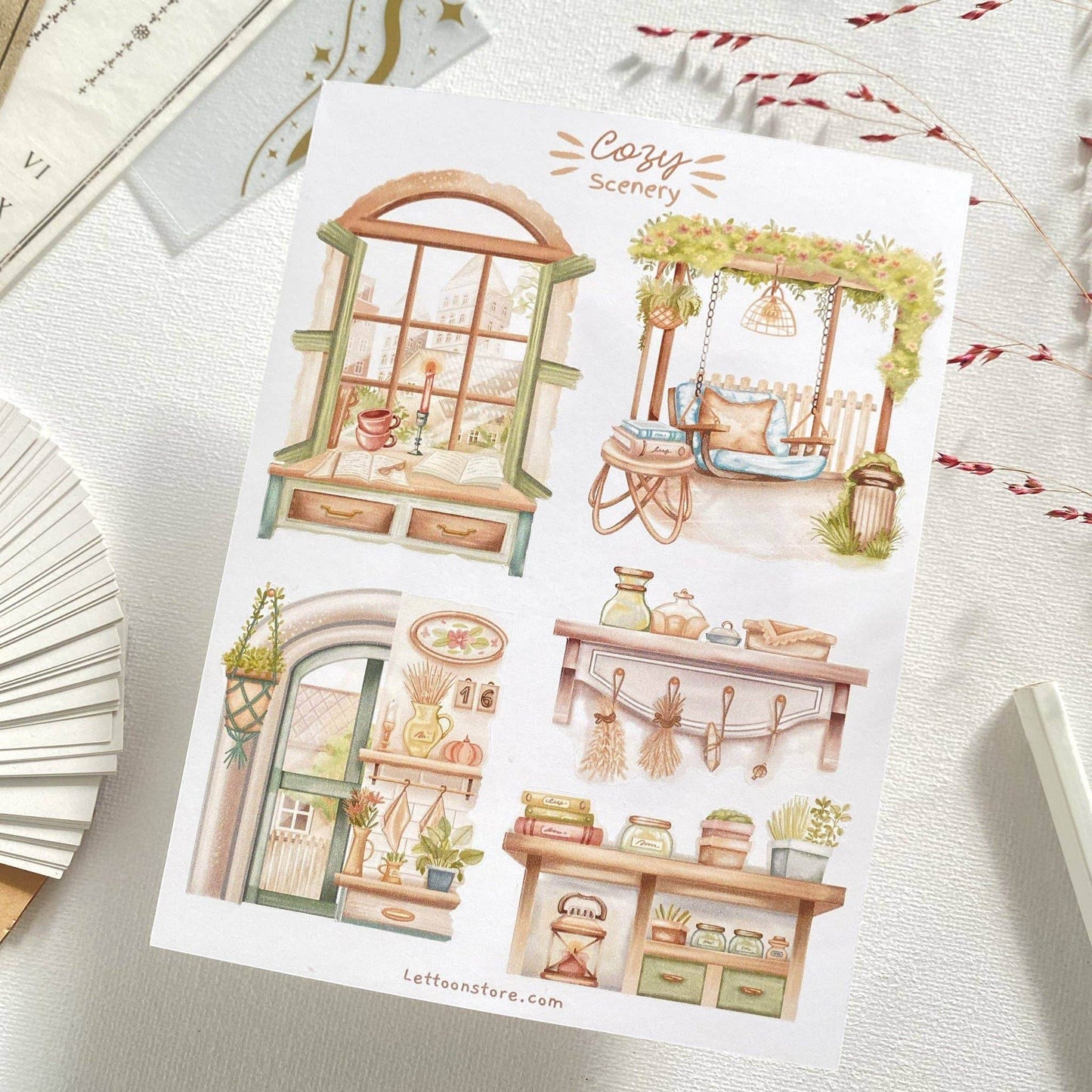 LETTOOn - Stickervel - Gezellige Taferelen - The Dreamer's Bookshop.
