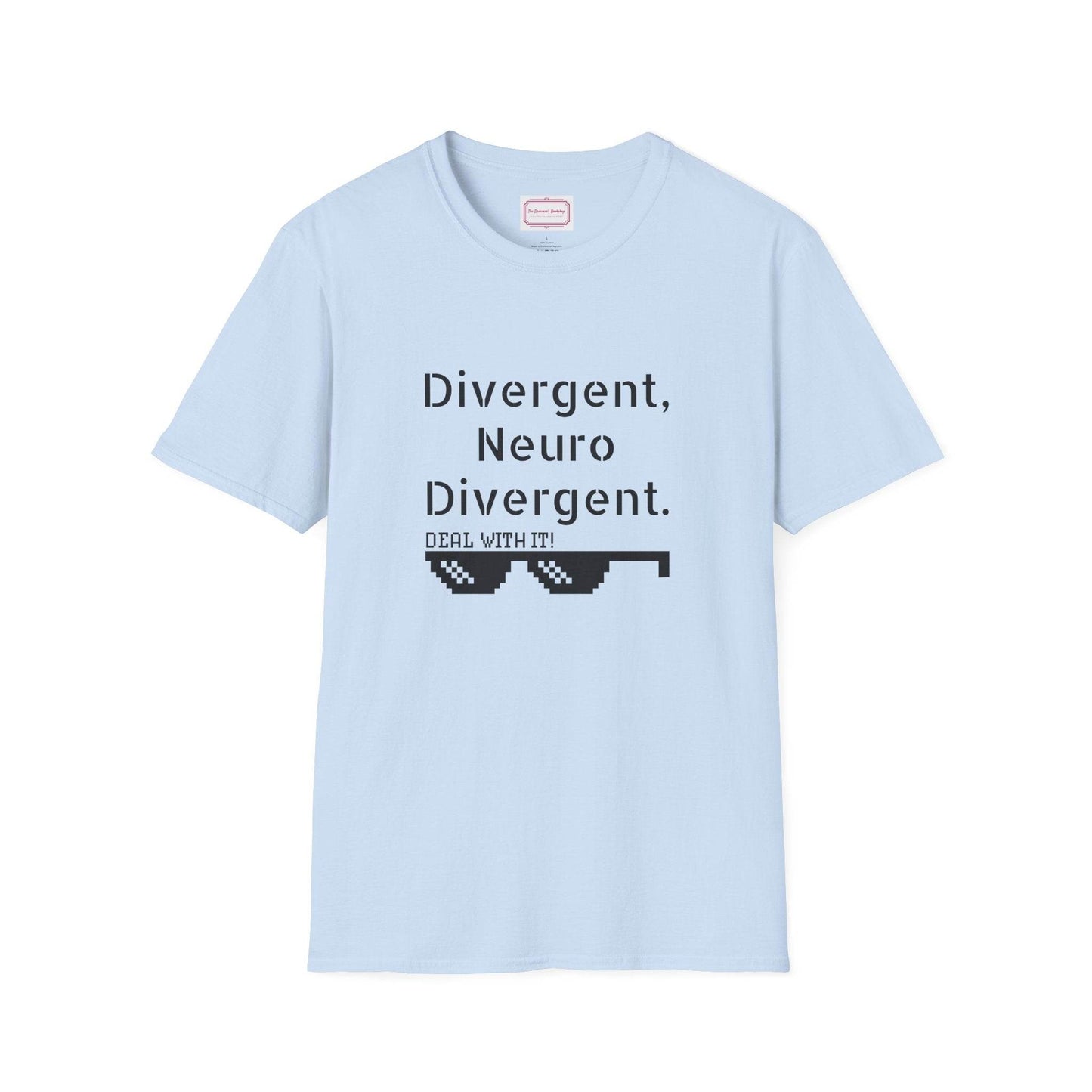 Divergent Neurodivergent T-Shirt - Unisex Softstyle Tee for Acceptance and Awareness - The Dreamer's Bookshop.