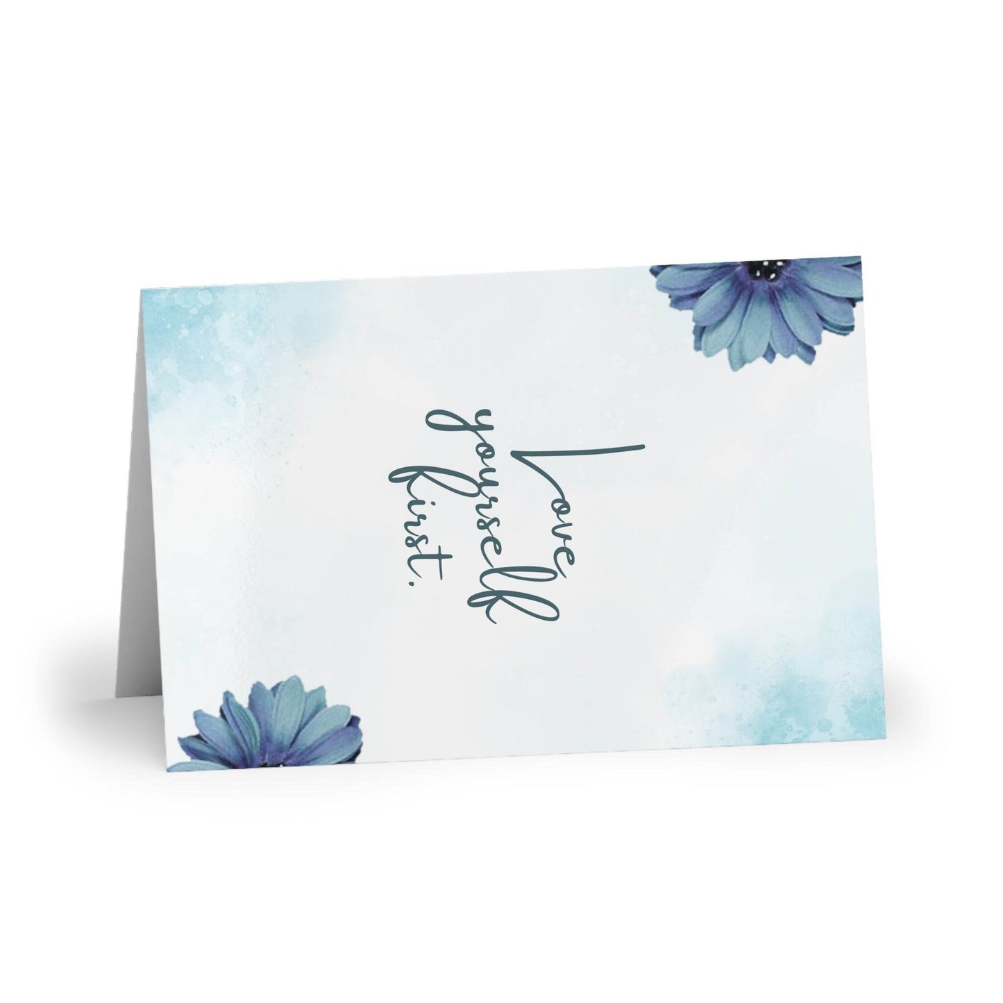 The Dreamer's Bookshop Blue Flower "Love Yourself" Art Print Card - The Dreamer's Bookshop.