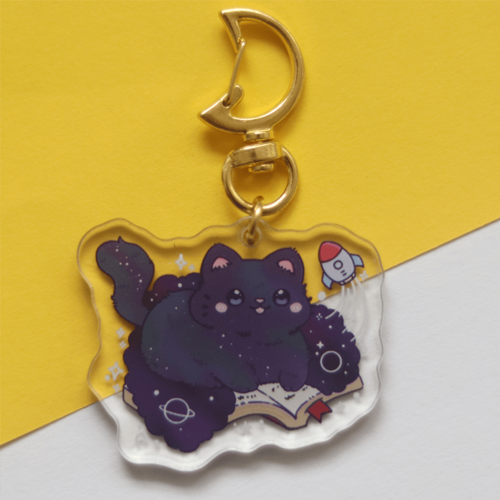 Bookish Goods - Sleutelhanger Acryl Galaxy Cat - The Dreamer's Bookshop.