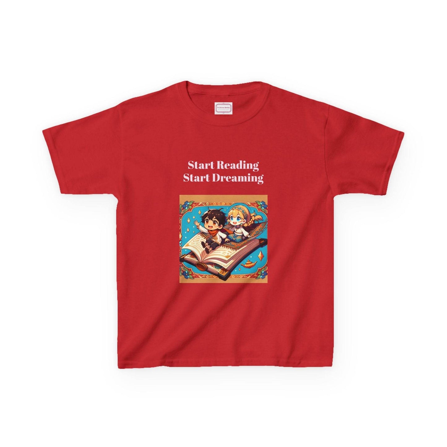 US (Ww) Kids Heavy Cotton™ Tee - Start Reading Start Dreaming Shirt - The Dreamer's Bookshop.