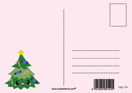 Studio Inktvis - Kerstboom konijntje kerstkaart - The Dreamer's Bookshop.