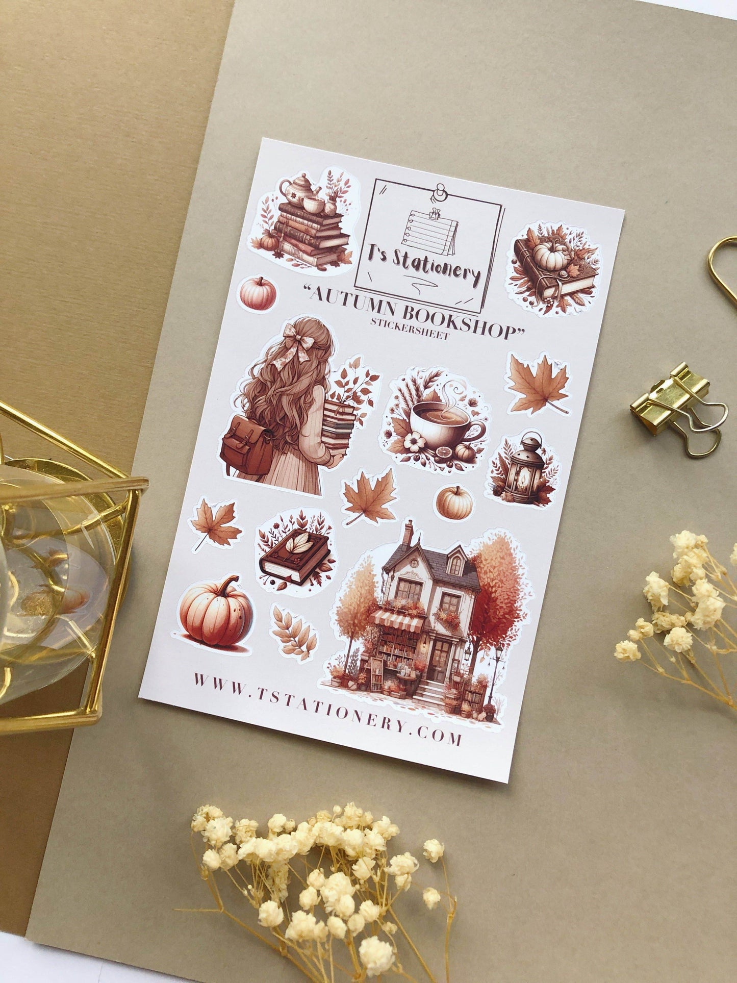 T's Stationery - Stickervel „Autumn Bookshop” - The Dreamer's Bookshop.