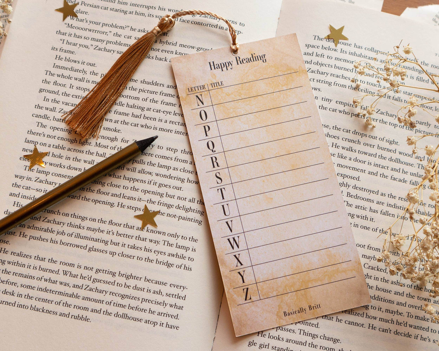 Basically Britt - A to Z Book Titles Bookmark - Track your reading! - The Dreamer's Bookshop.